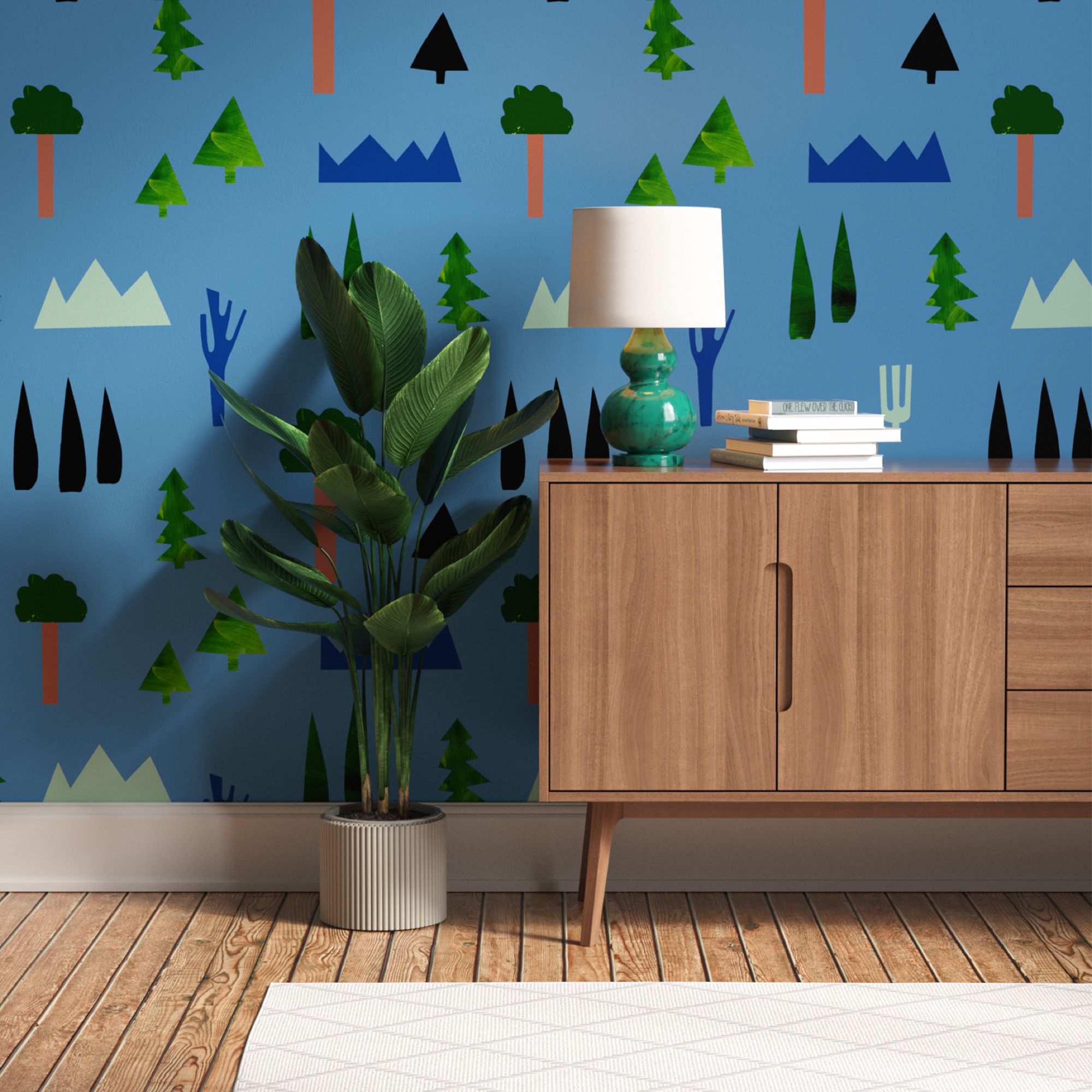 Lick Blue & Green Trees 02 Textured Wallpaper