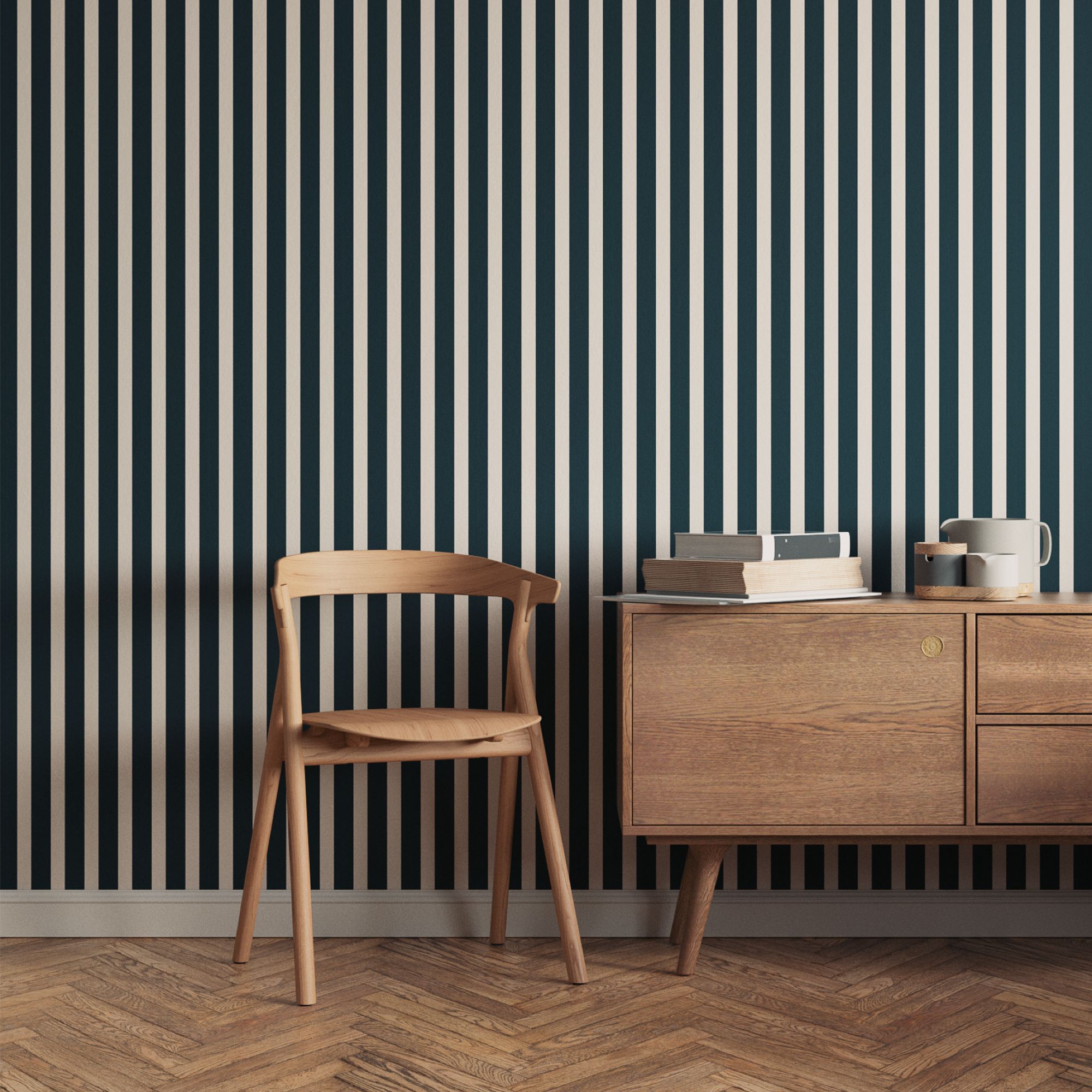 Lick Blue & Grey Stripes 02 Textured Wallpaper