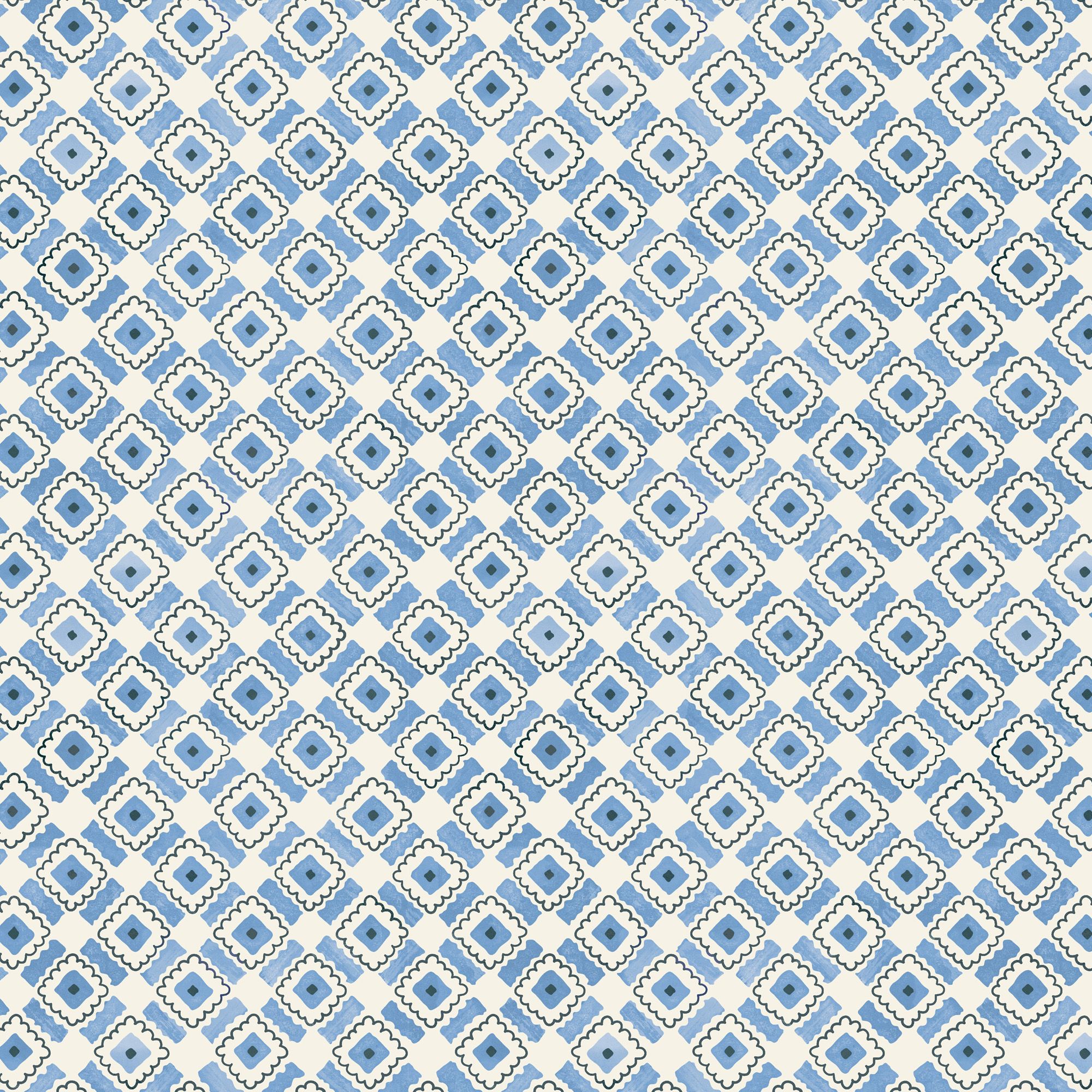 Lick Blue & White Bubble 01 Textured Wallpaper