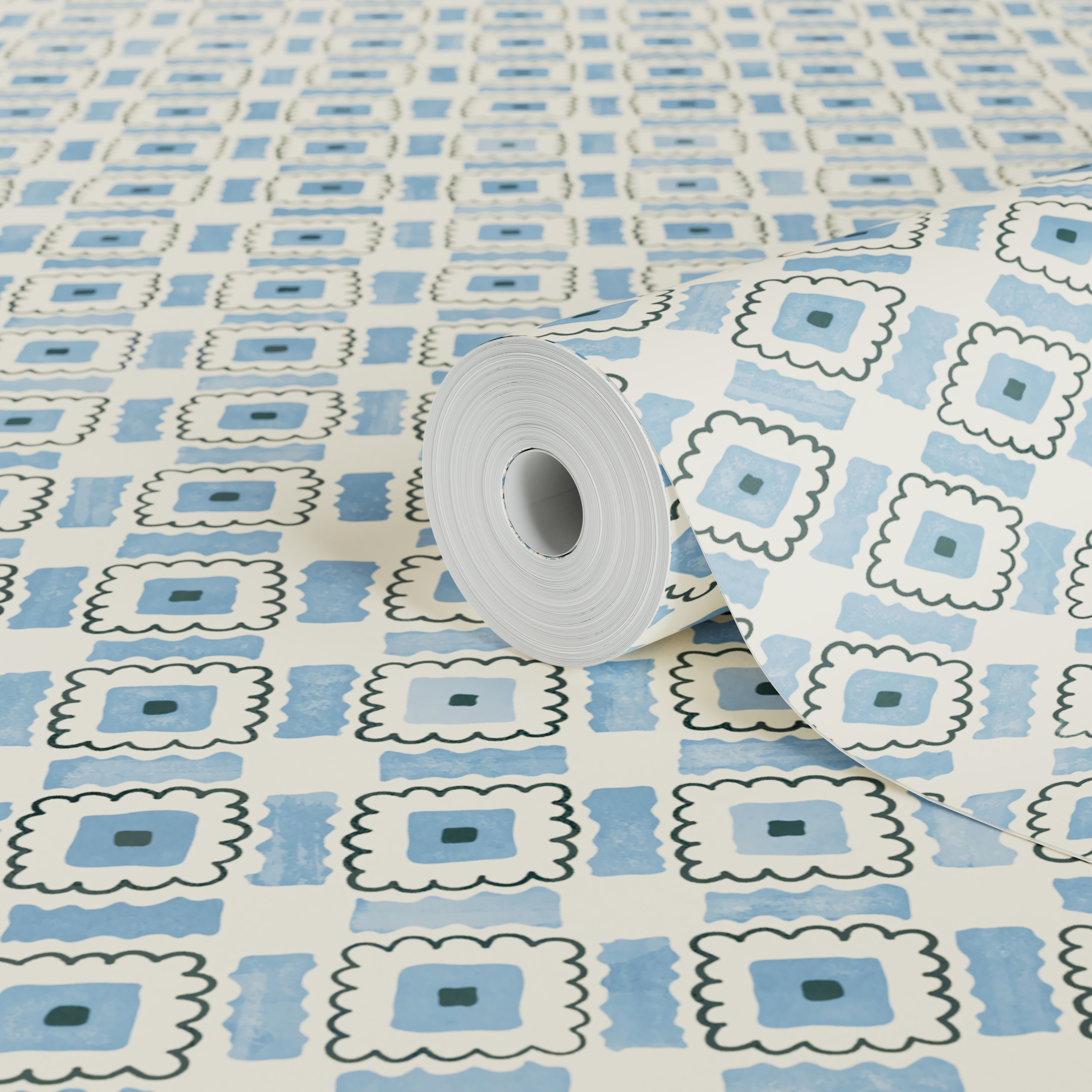 Lick Blue & White Bubble 01 Textured Wallpaper