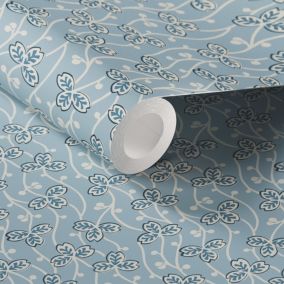 Lick Blue & White Clover 03 Textured Wallpaper