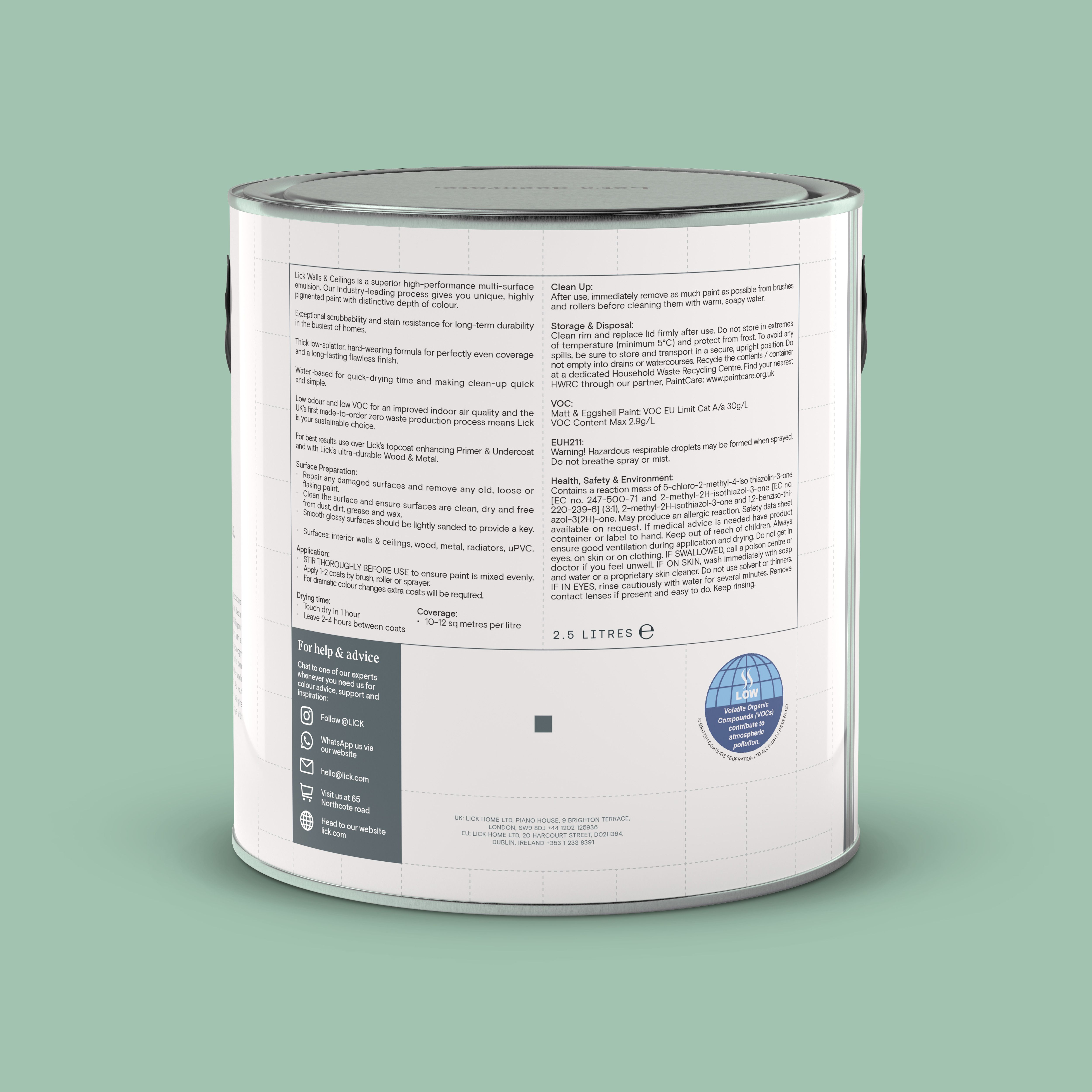 Lick Green 08 Matt Emulsion paint, 2.5L