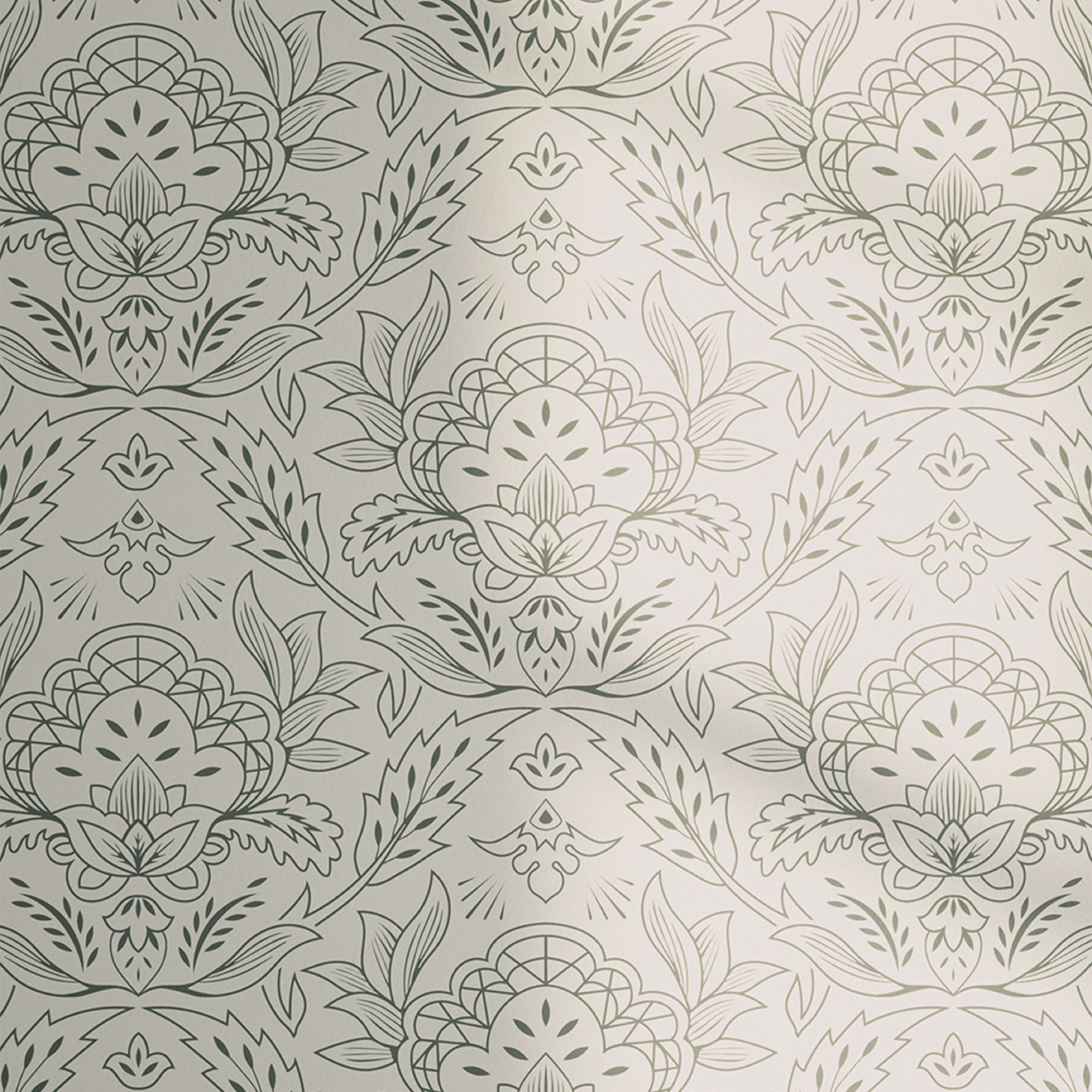 Lick Green & White Damask 01 Textured Wallpaper Sample