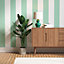 Lick Green & White Stripe 01 Textured Wallpaper