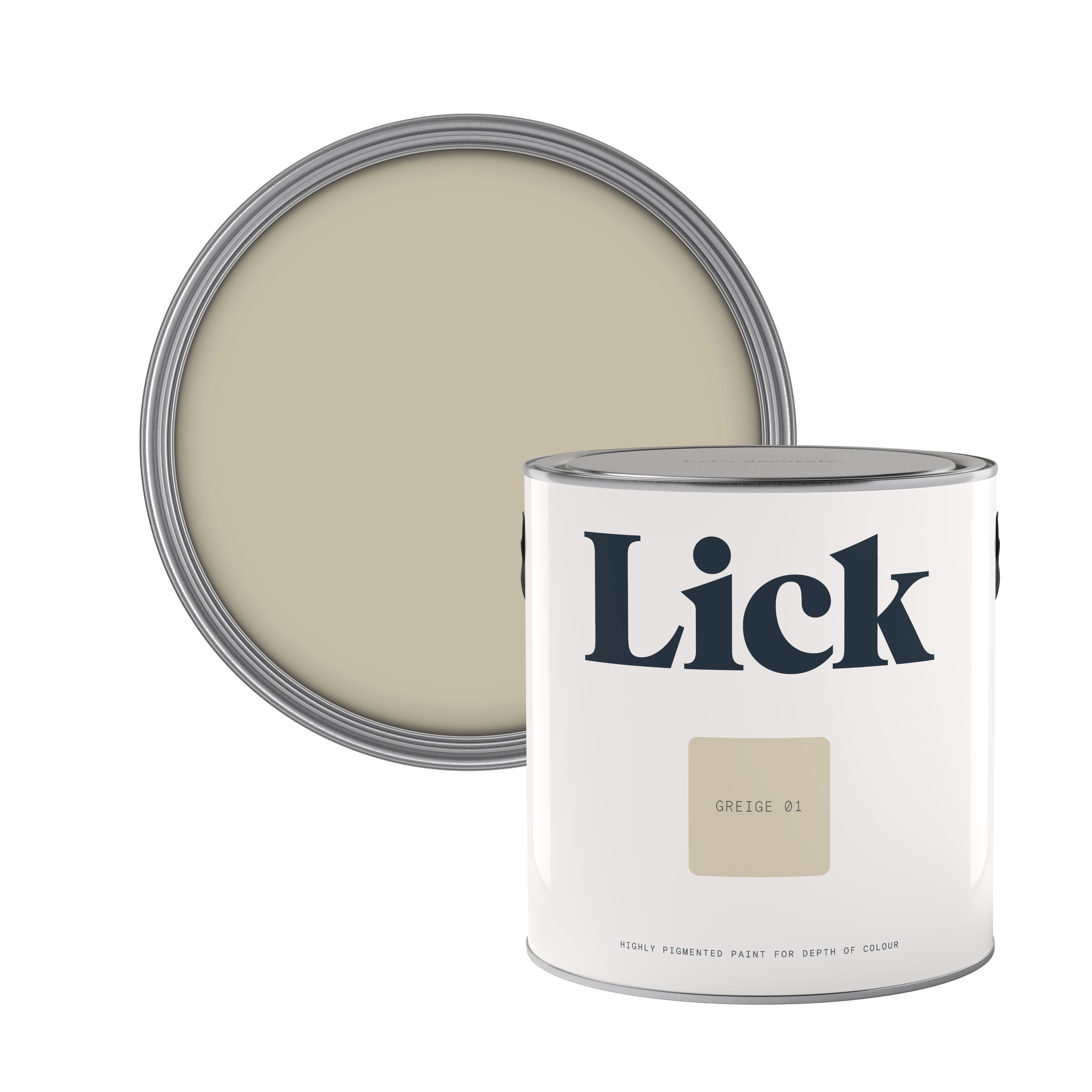 Lick Greige 01 Eggshell Emulsion paint, 2.5L