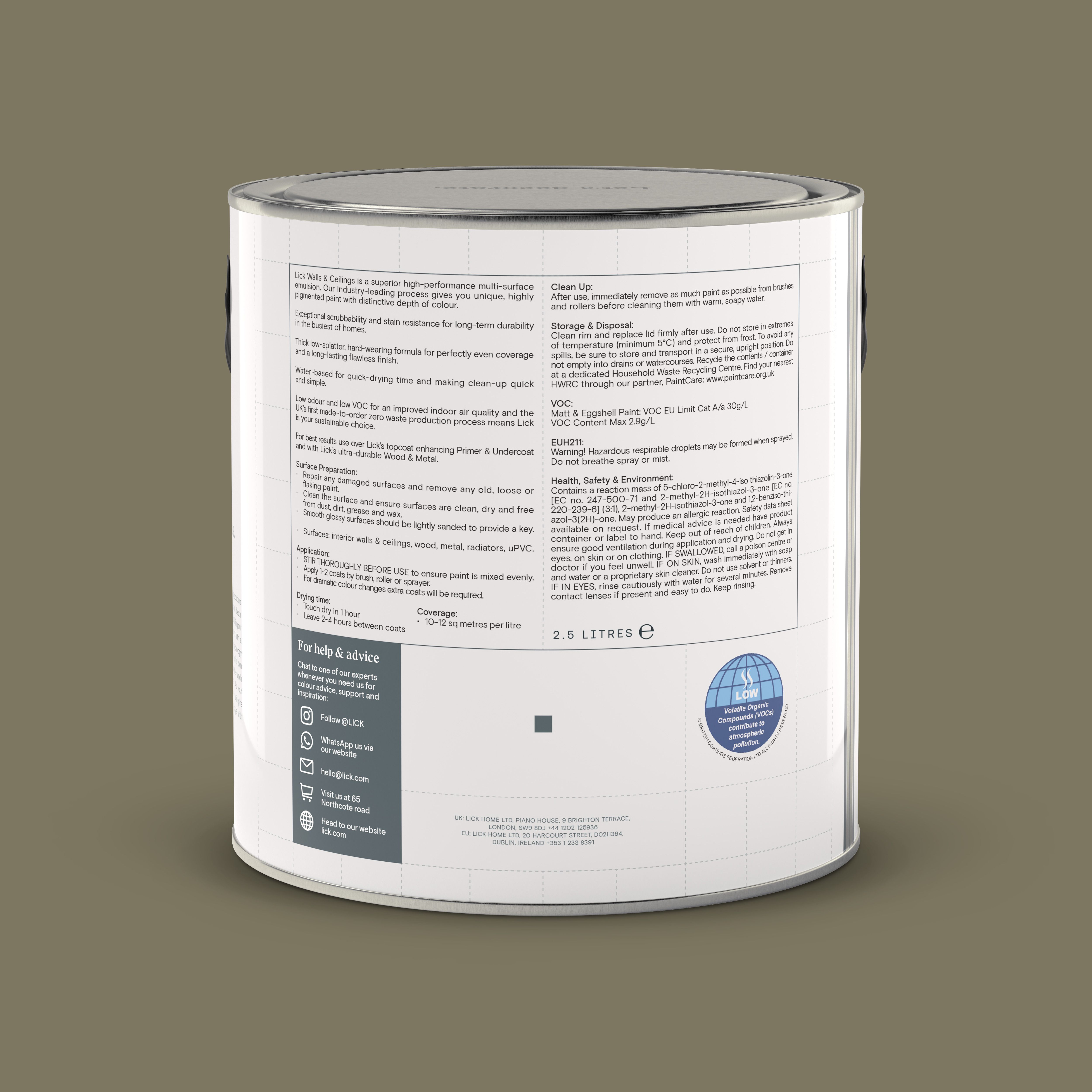 Lick Greige 03 Matt Emulsion paint, 2.5L