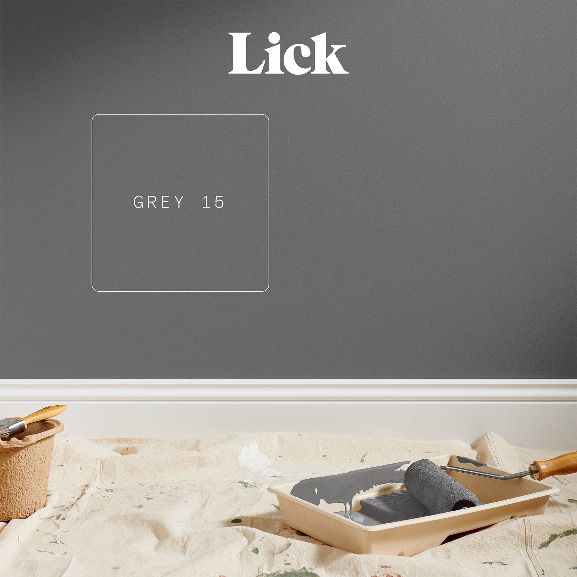 Lick Grey 15 Eggshell Emulsion paint, 2.5L