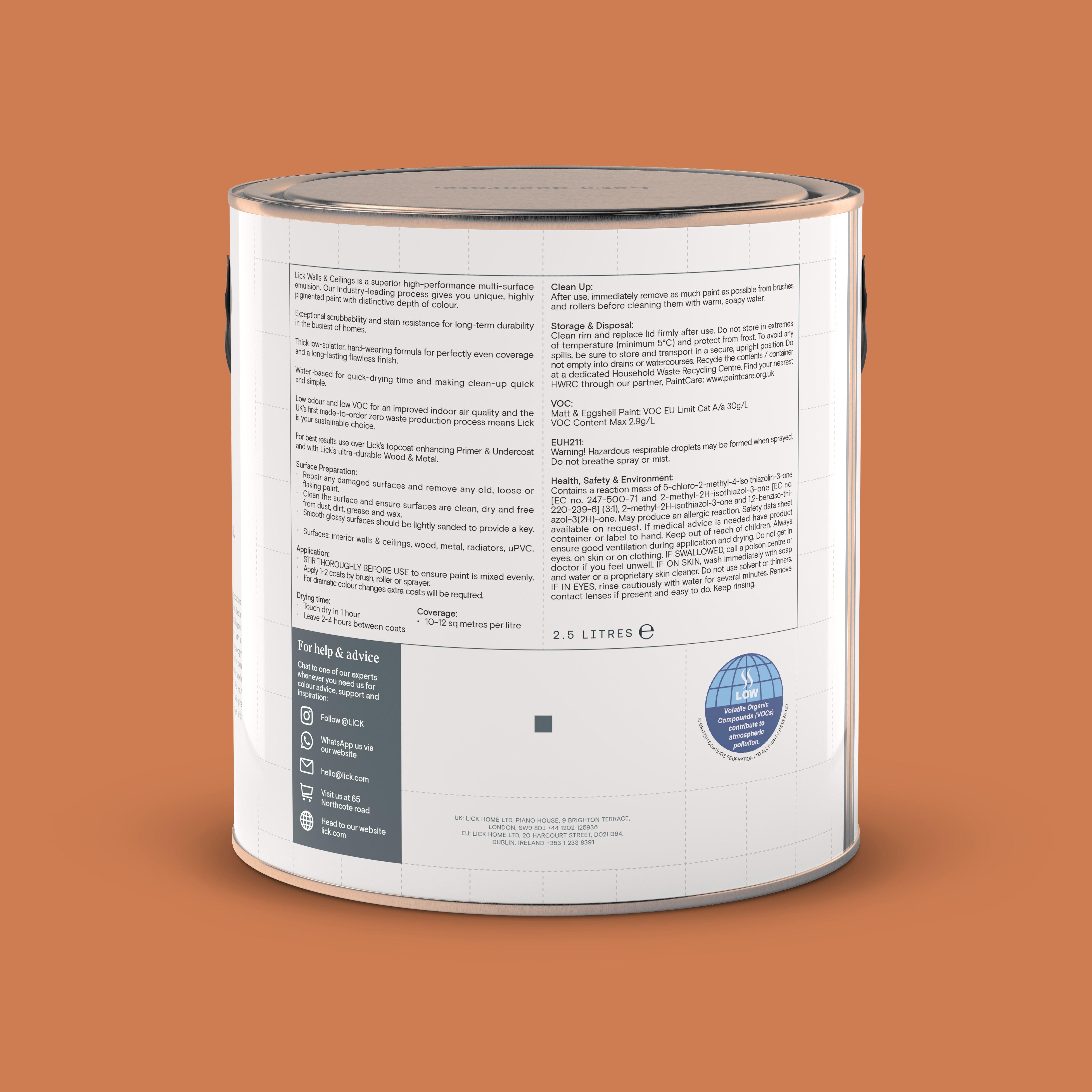 Lick Orange 04 Matt Emulsion paint, 2.5L