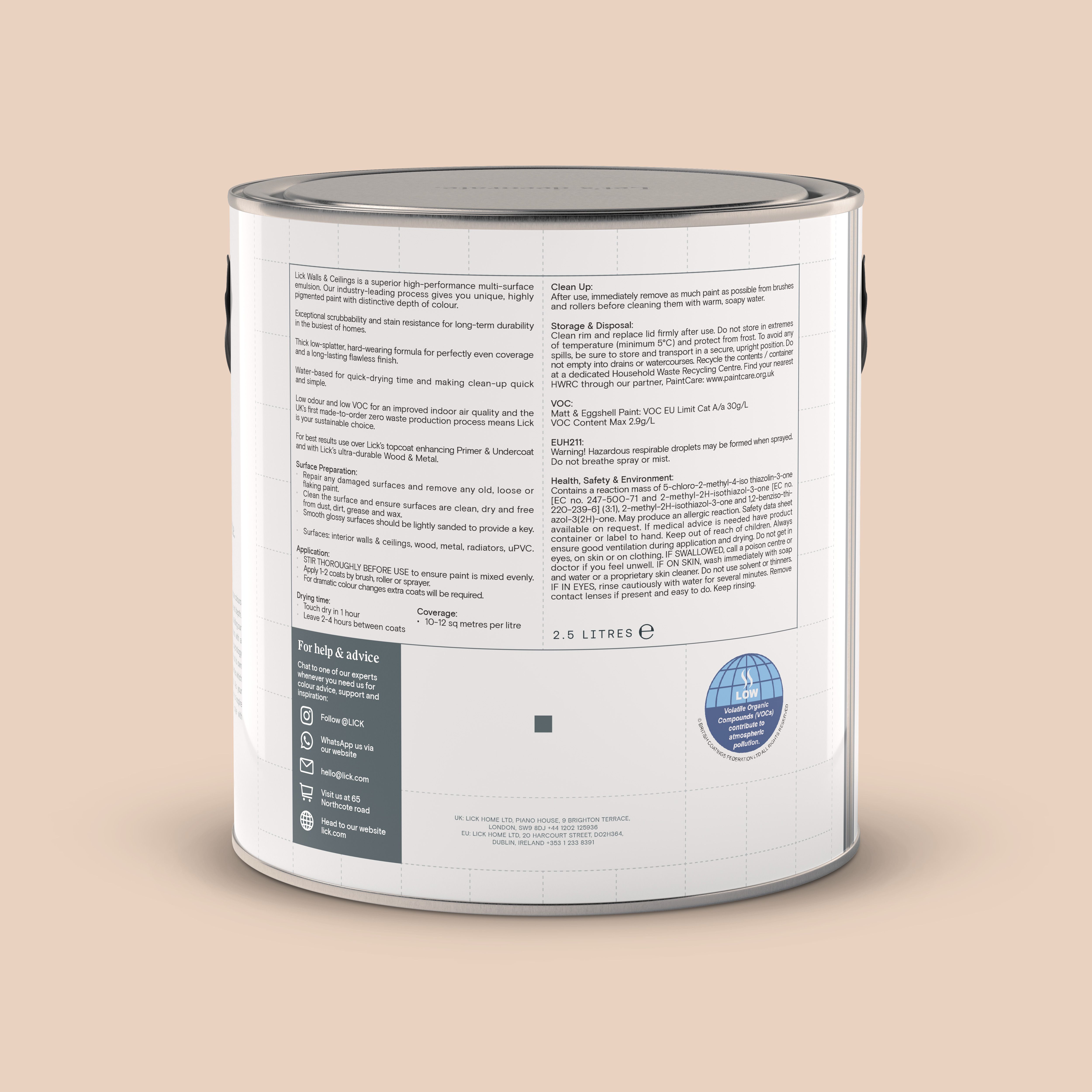 Lick Pink 02 Matt Emulsion paint, 2.5L