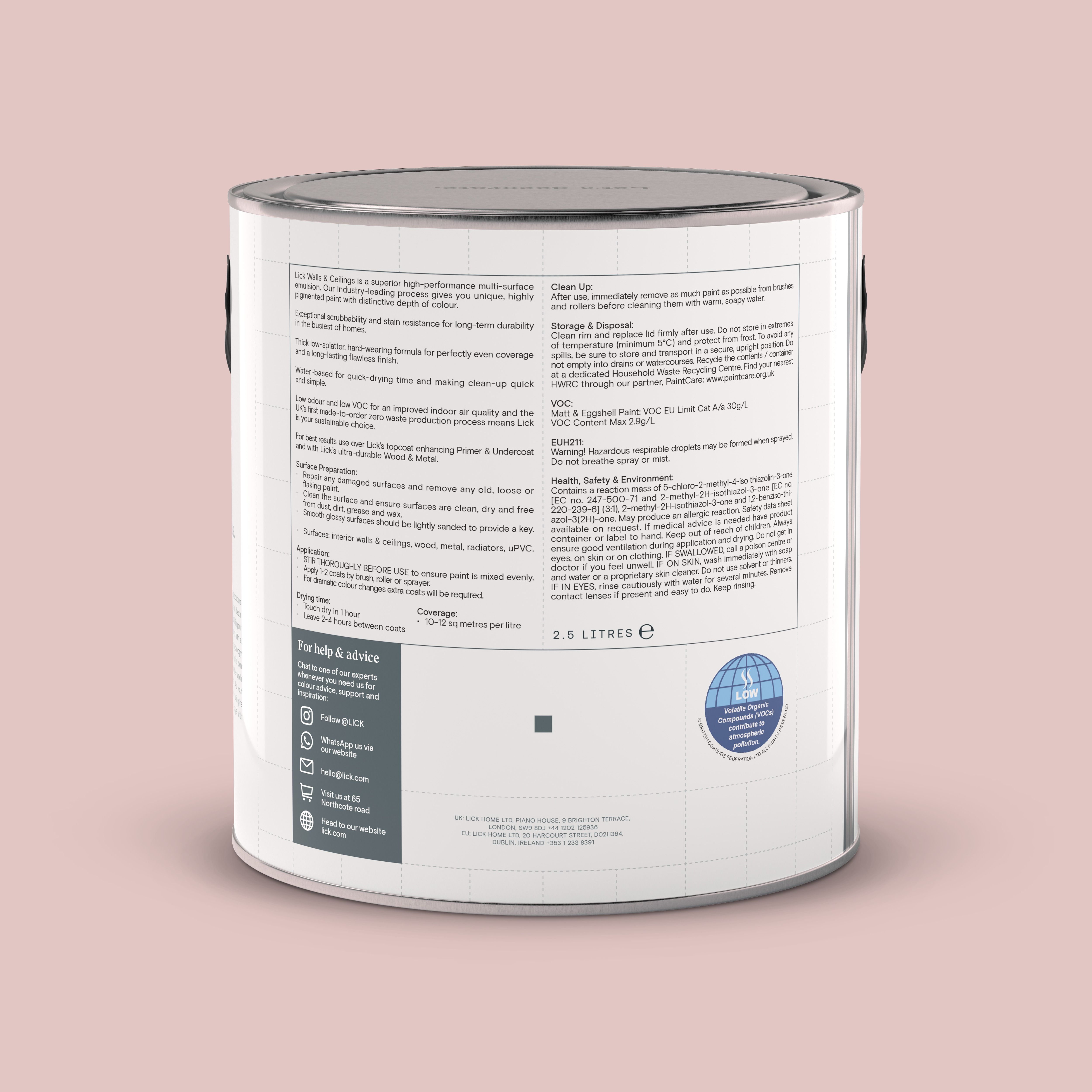 Lick Pink 03 Matt Emulsion paint, 2.5L