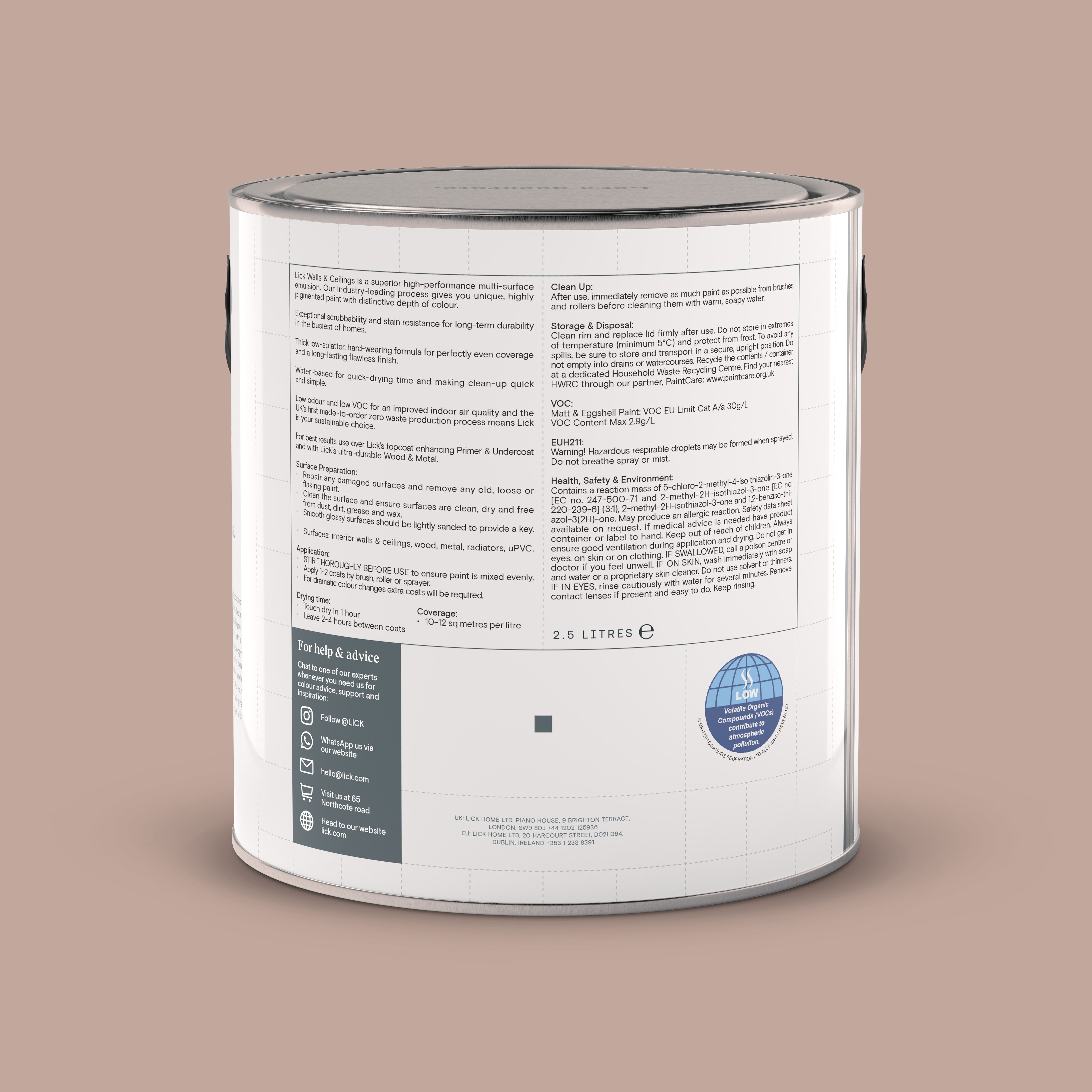 Lick Pink 08 Matt Emulsion paint, 2.5L