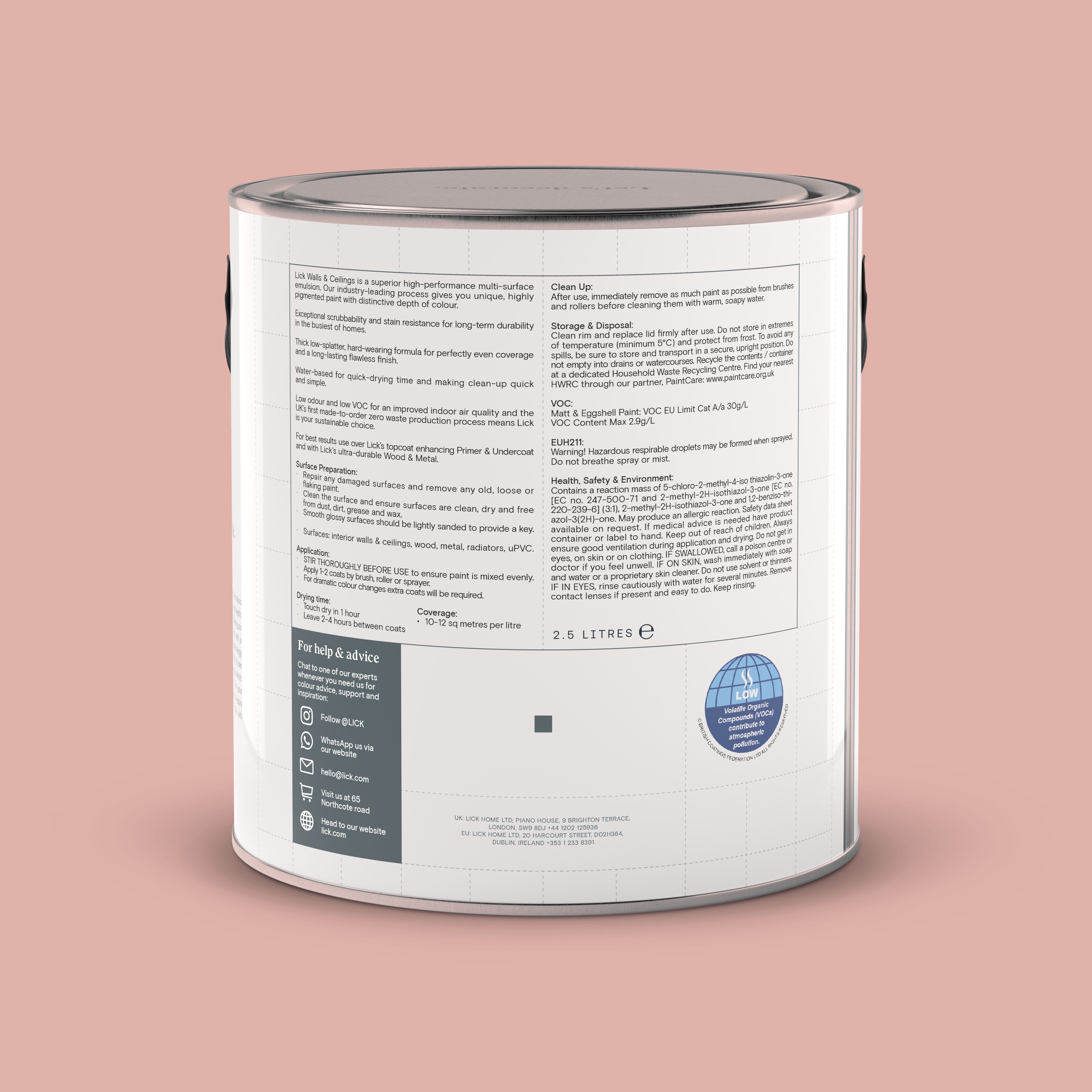 Lick Pink 09 Eggshell Emulsion paint, 2.5L