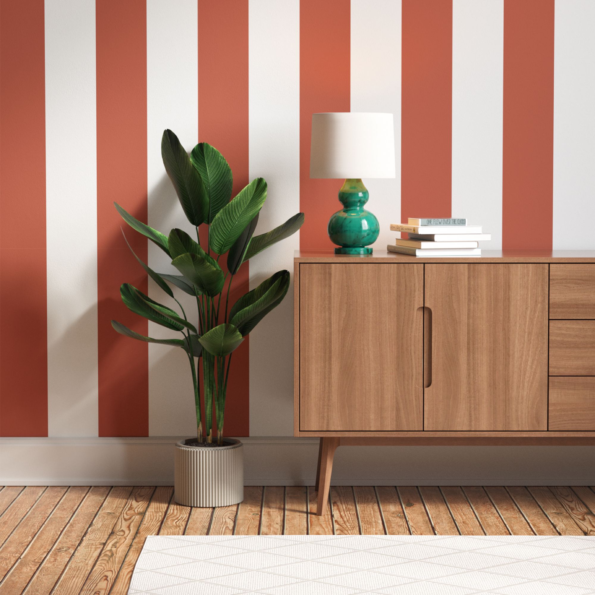 Lick Red & White Painted Stripe 03 Textured Wallpaper Sample