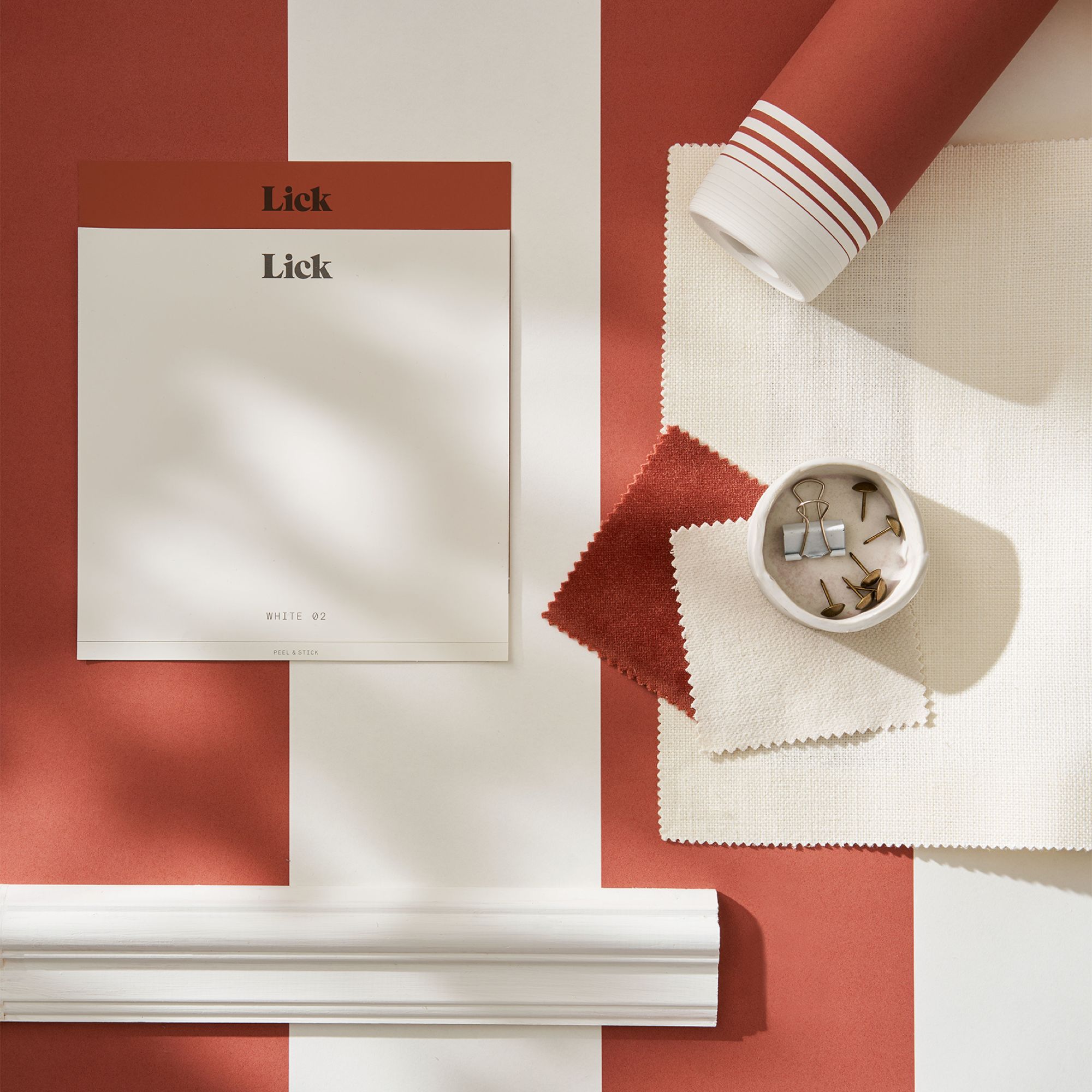 Lick Red & White Painted Stripe 03 Textured Wallpaper Sample