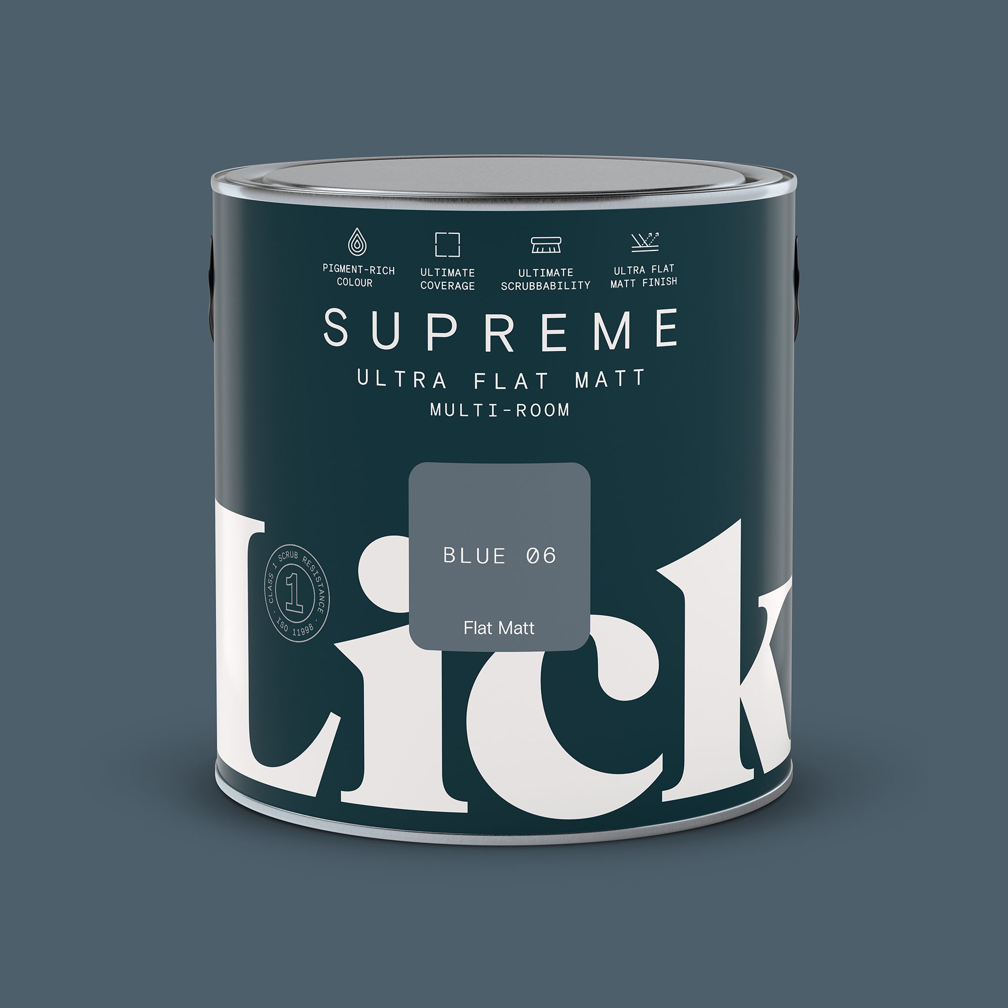 Lick Supreme Blue 06 Flat matt Multi-surface Emulsion paint, 2.5L