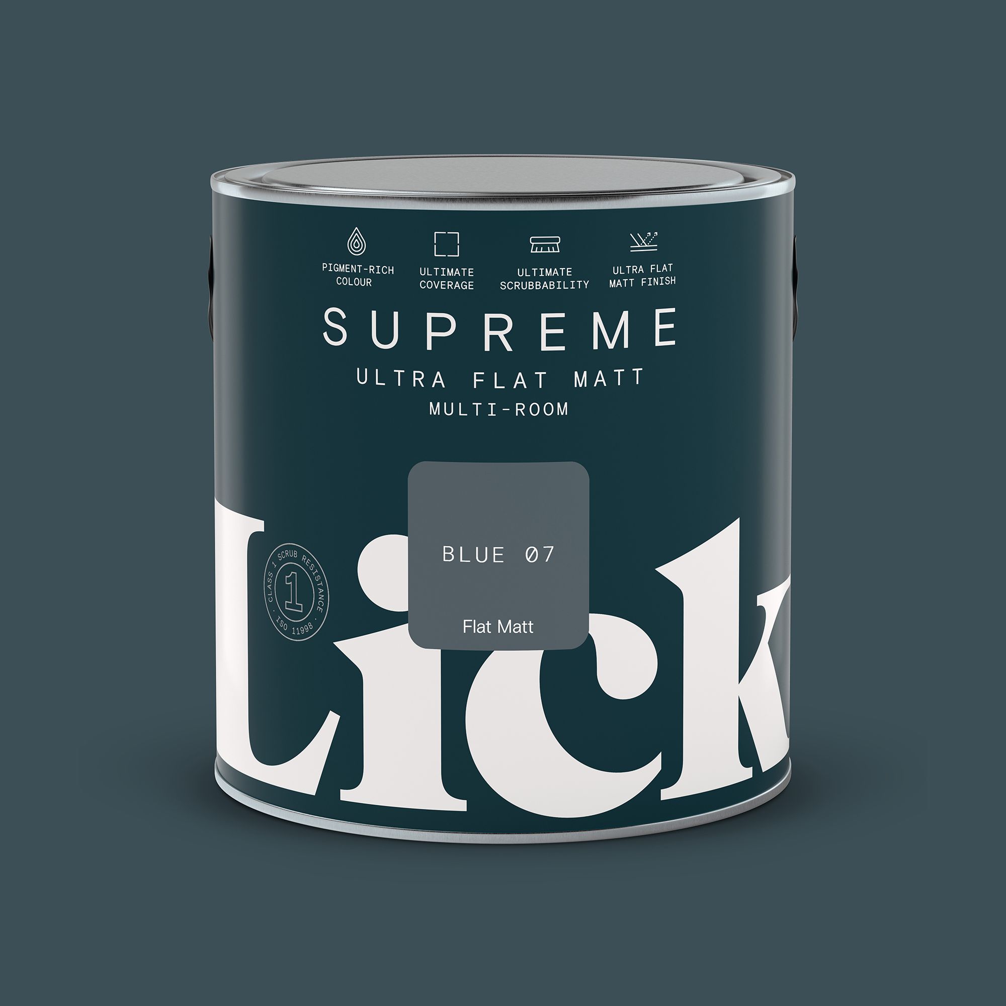 Lick Supreme Blue 07 Flat matt Multi-surface Emulsion paint, 2.5L