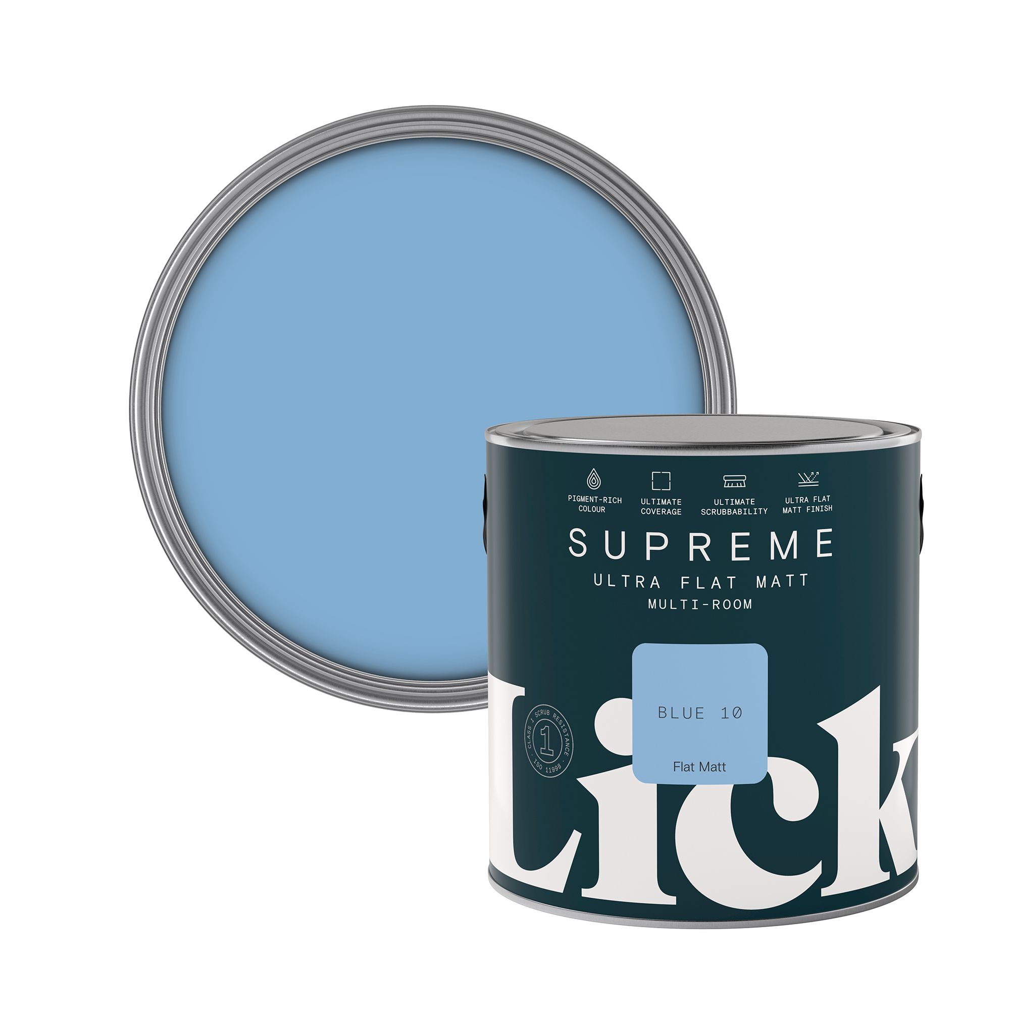 Lick Supreme Blue 10 Flat matt Multi-surface Emulsion paint, 2.5L