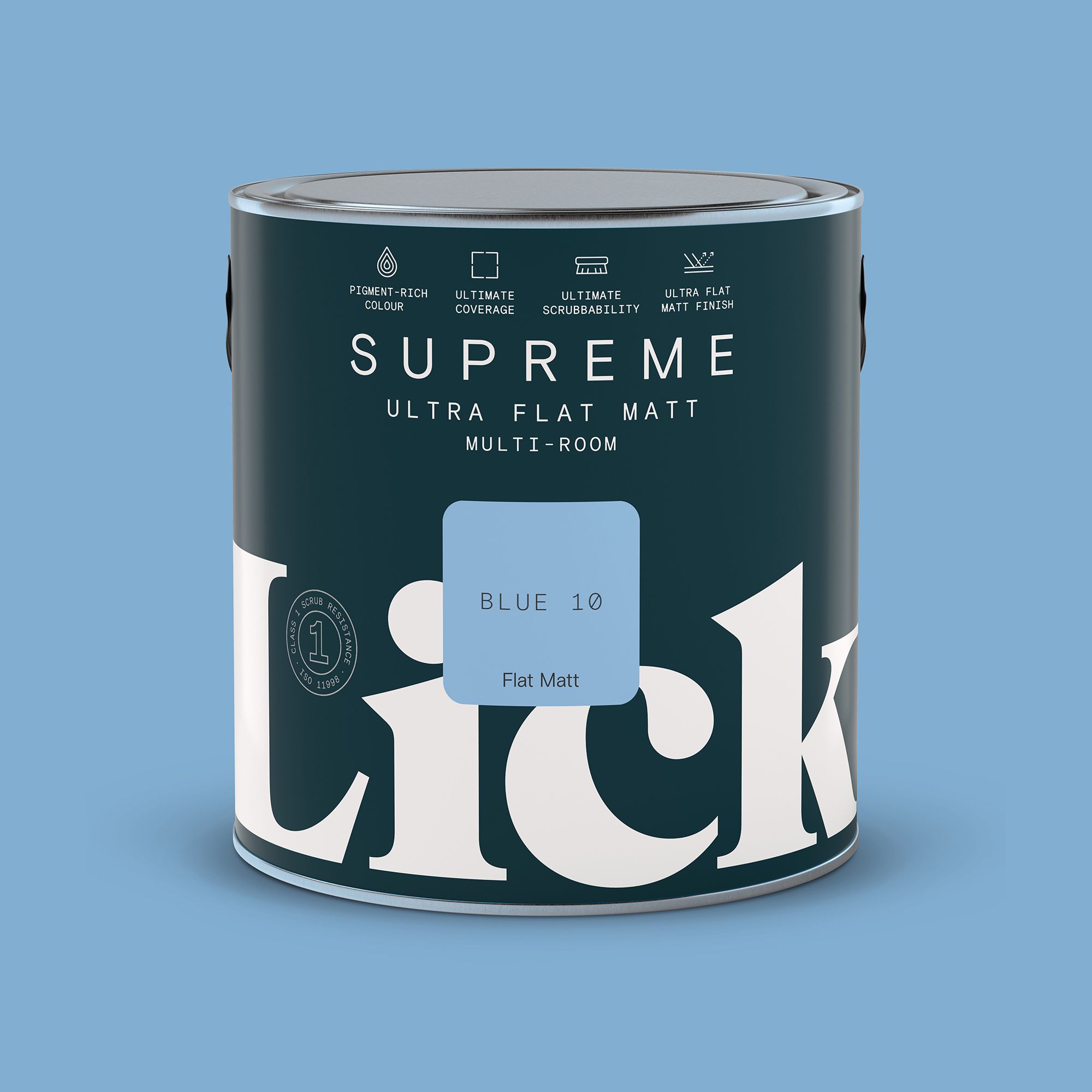 Lick Supreme Blue 10 Flat matt Multi-surface Emulsion paint, 2.5L