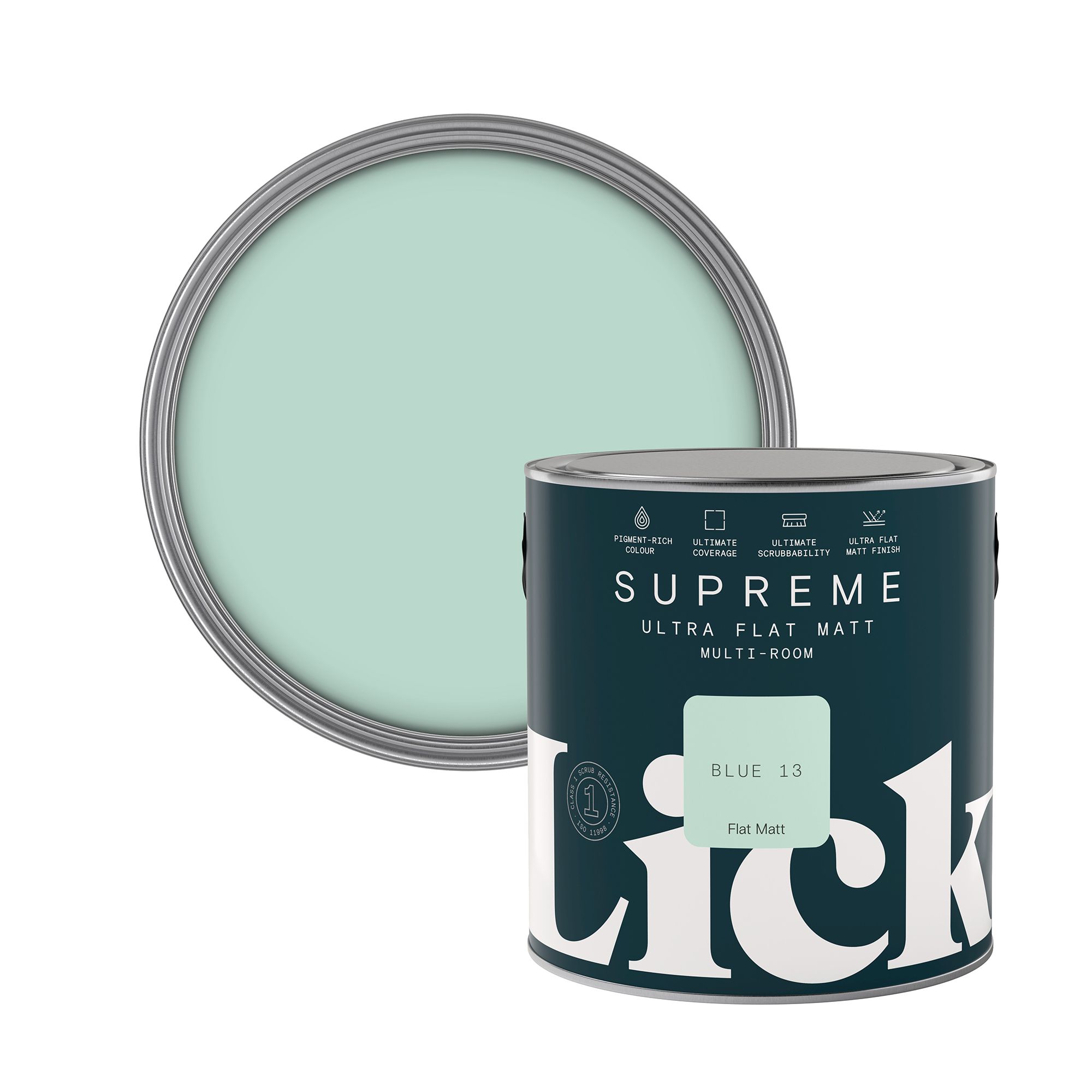 Lick Supreme Blue 13 Flat matt Multi-surface Emulsion paint, 2.5L
