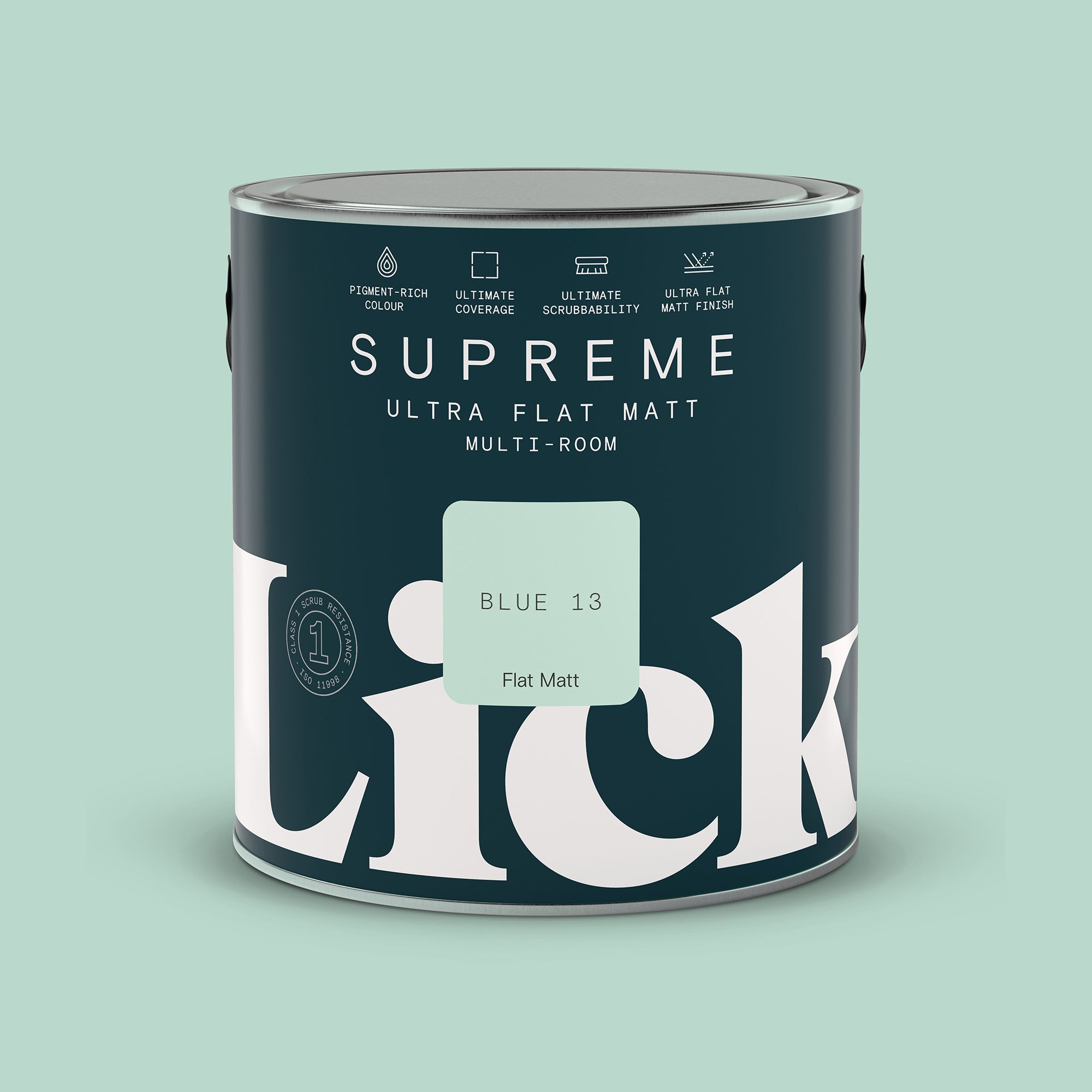 Lick Supreme Blue 13 Flat matt Multi-surface Emulsion paint, 2.5L