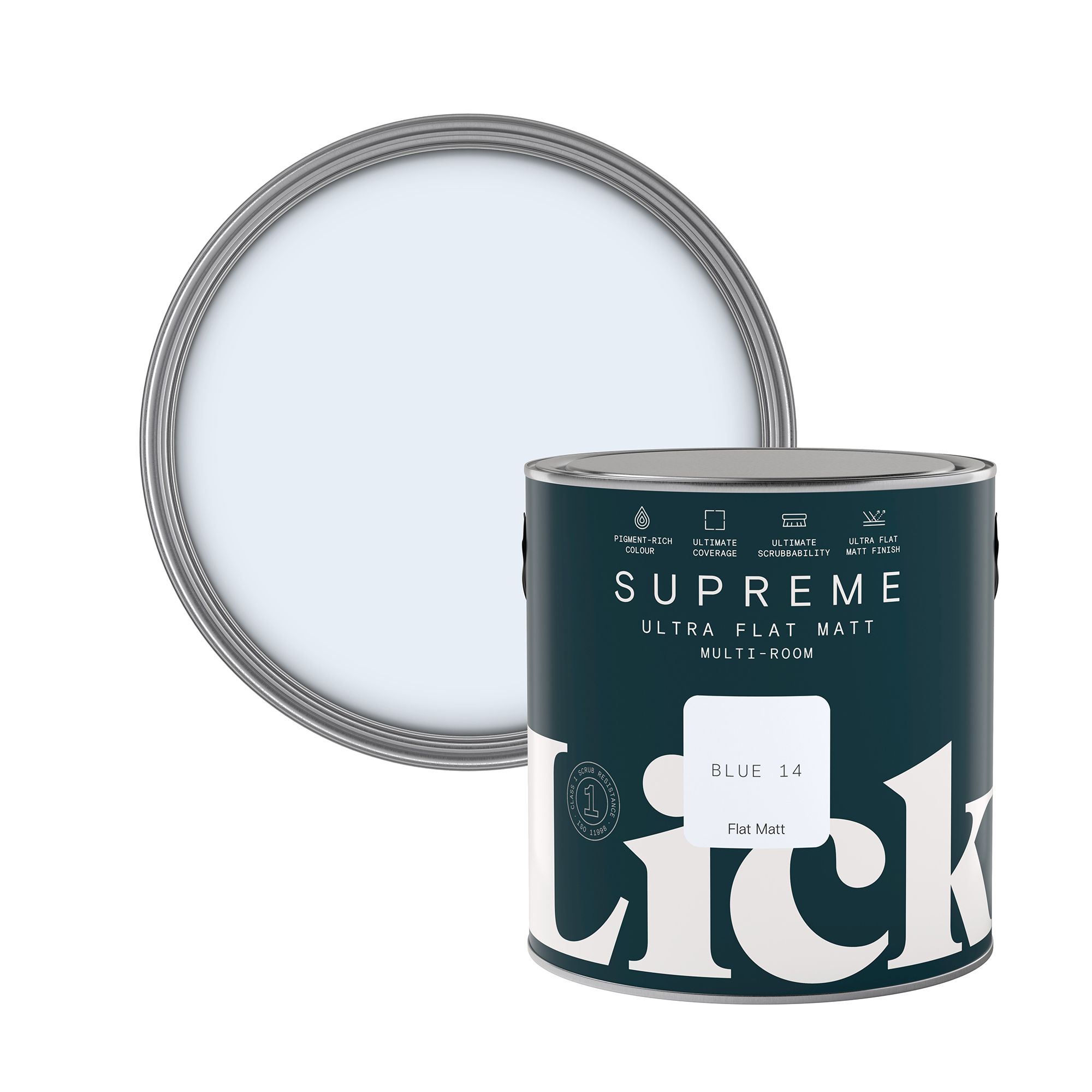 Lick Supreme Blue 14 Flat matt Multi-surface Emulsion paint, 2.5L