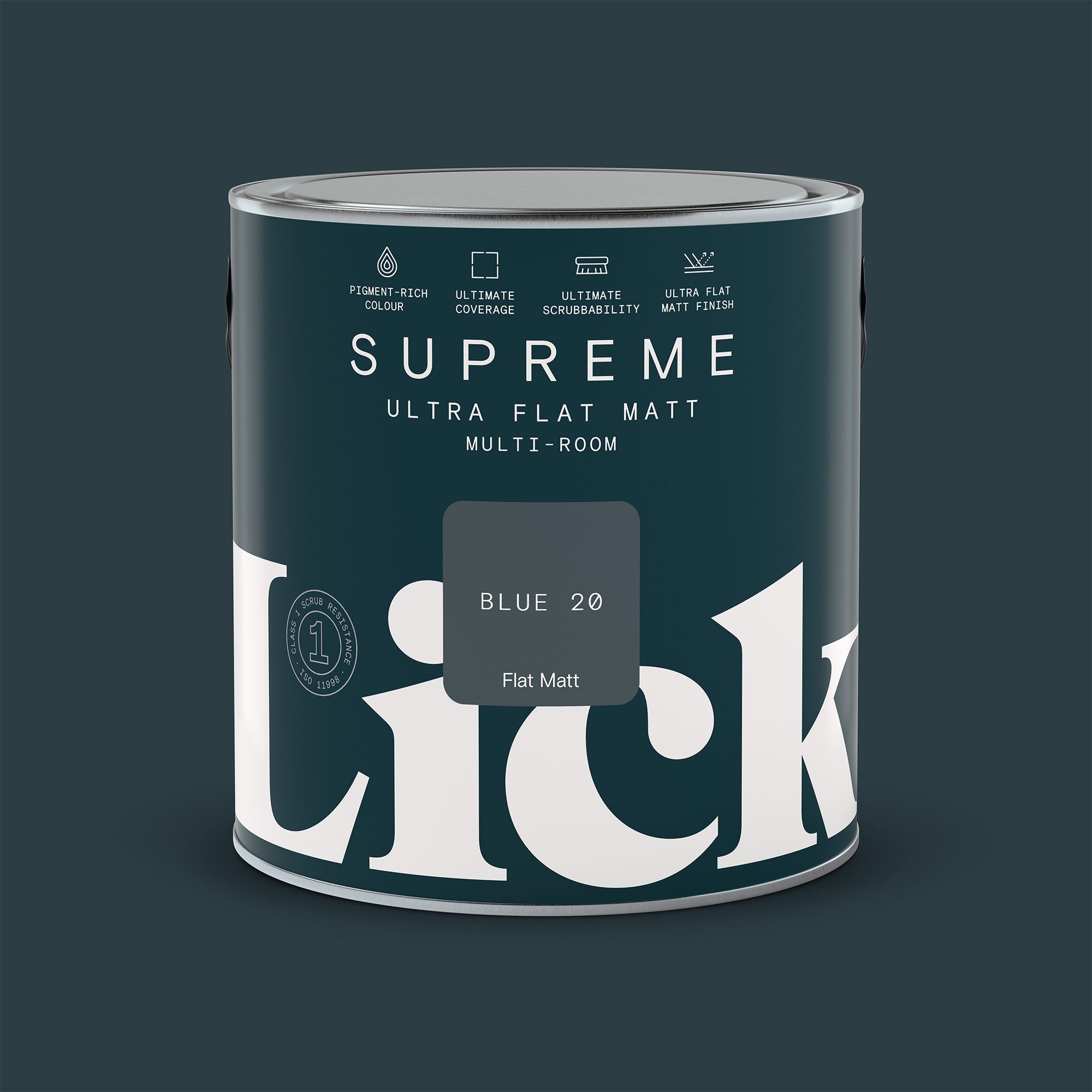 Lick Supreme Blue 20 Flat matt Multi-surface Emulsion paint, 2.5L