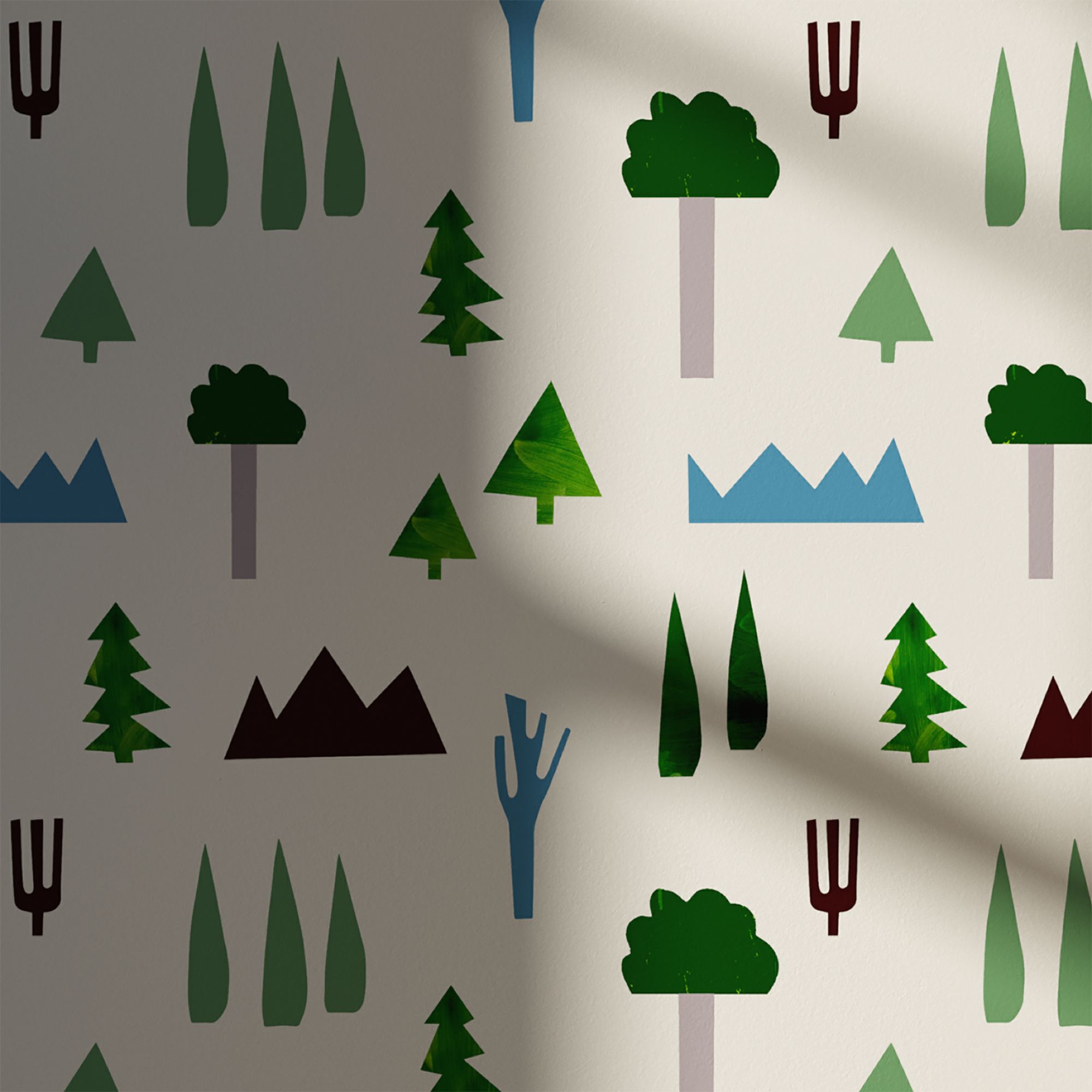 Lick White, Blue & Green Trees 01 Textured Wallpaper Sample
