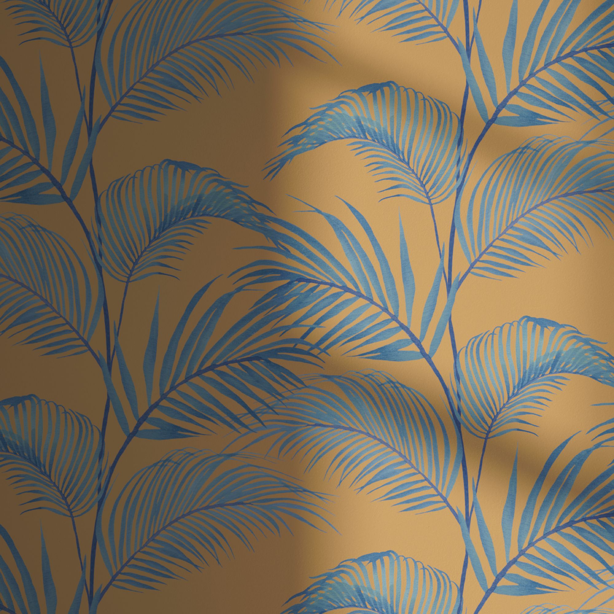 Lick Yellow & Blue Jungle 01 Textured Wallpaper Sample