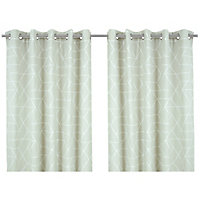 Light grey Geo cubes Lined Eyelet Curtain (W)117cm (L)137cm, Pair