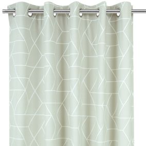 Light grey Geo cubes Lined Eyelet Curtain (W)167cm (L)183cm, Pair