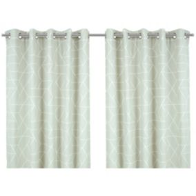 Light grey Geo cubes Lined Eyelet Curtain (W)167cm (L)228cm, Pair