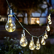 Lightbulb Solar-powered Warm white 10 LED Outdoor String lights