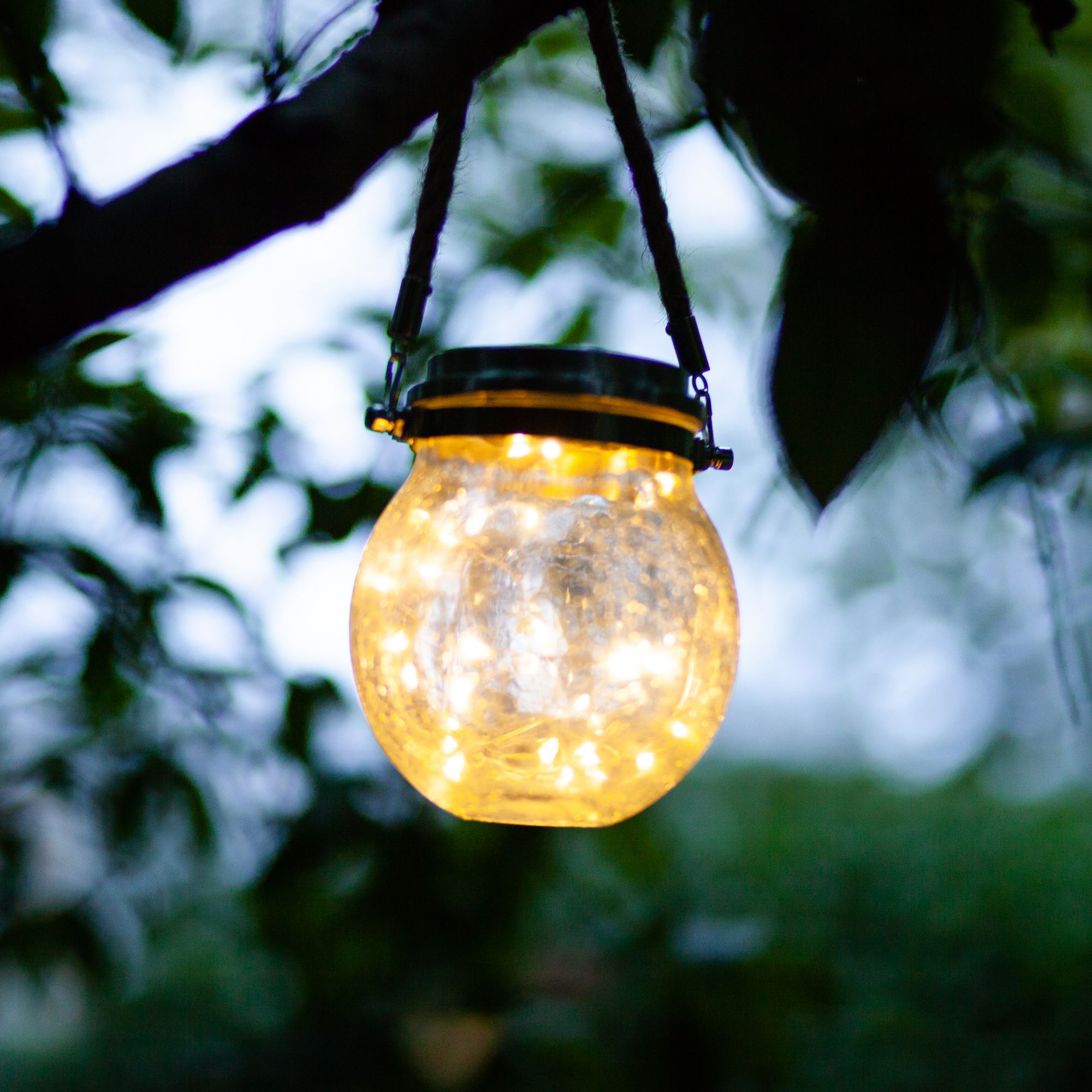Lignano Clear Cracked glass effect Ball Solar-powered Integrated LED Outdoor Lantern
