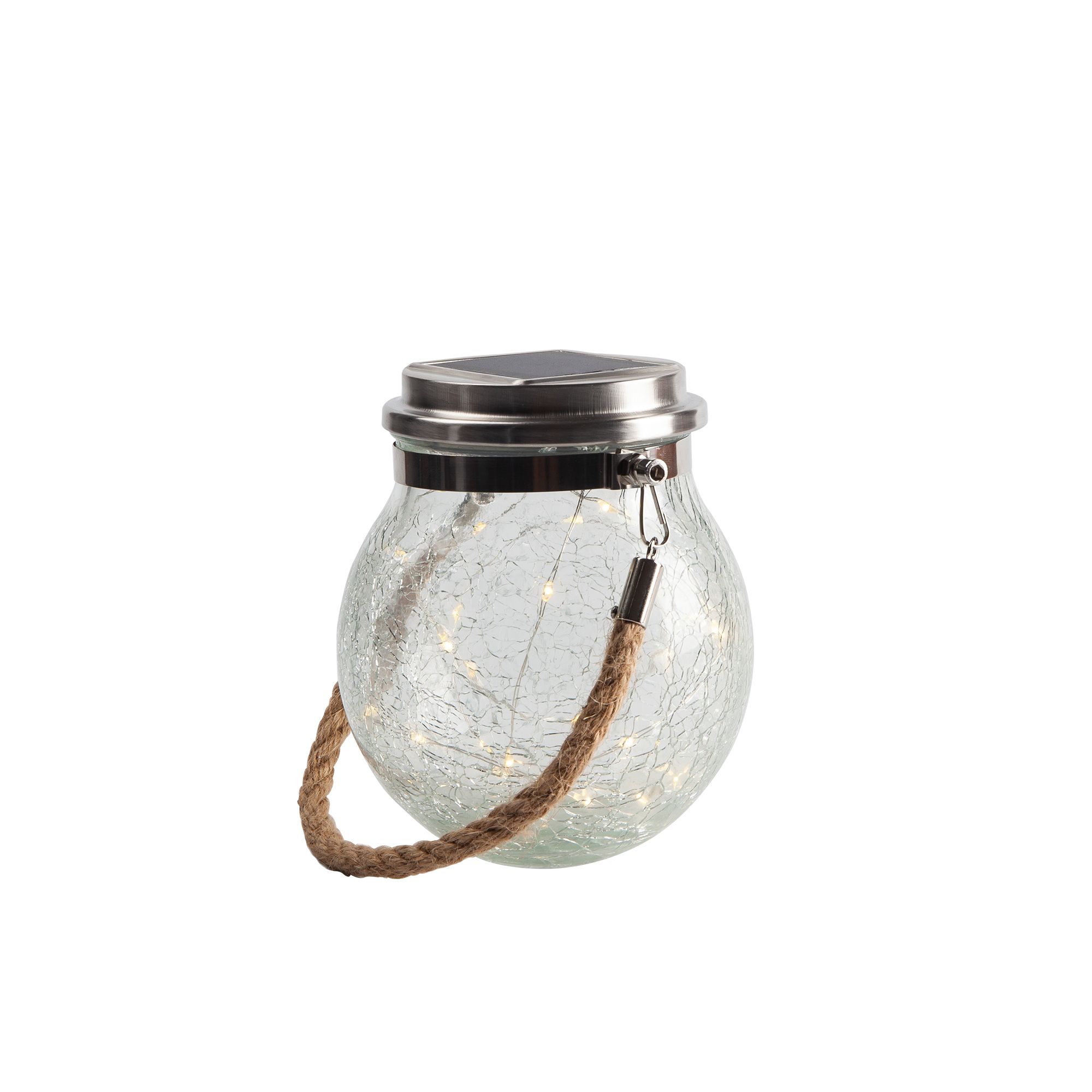Lignano Clear Cracked glass effect Ball Solar-powered Integrated LED Outdoor Lantern