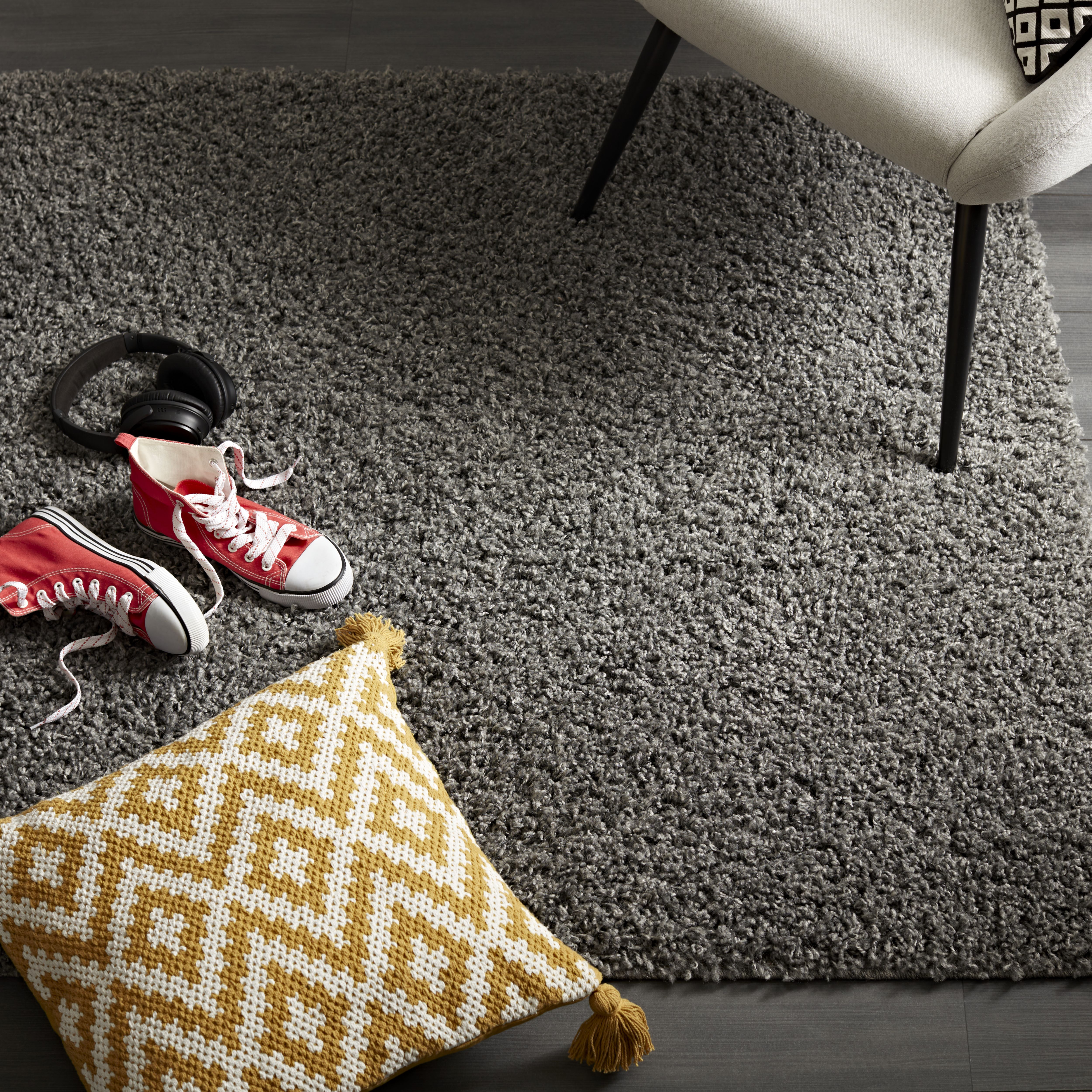 Lilia Shaggy Dark grey Rug 160cmx120cm