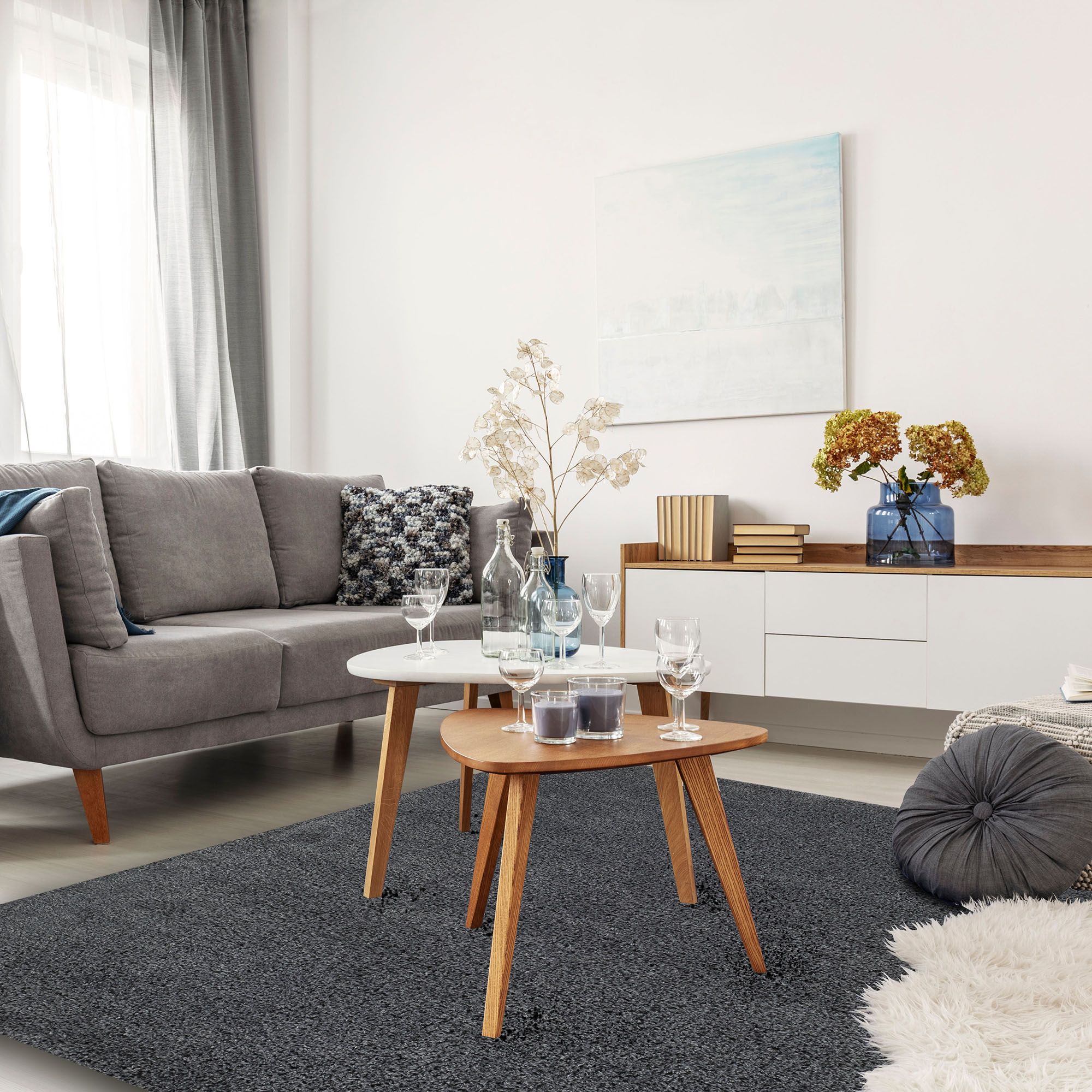 Lilia Shaggy Dark grey Rug 160cmx120cm