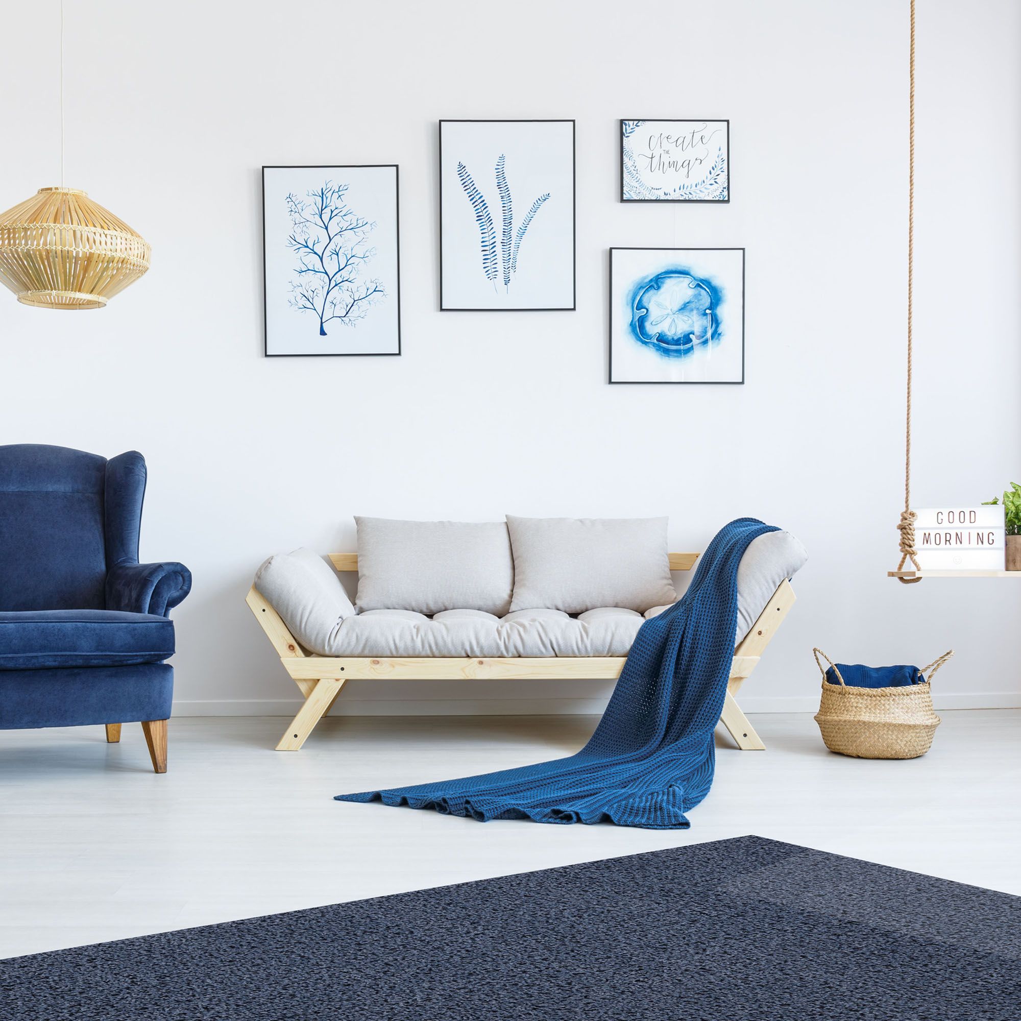 Lilia Shaggy Navy Rug 160cmx120cm