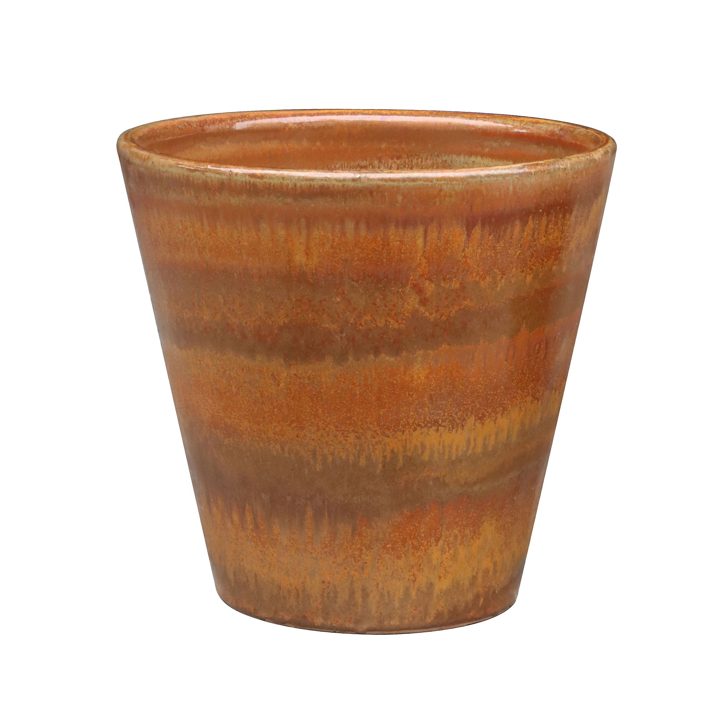 Lily Burnt Orange Terracotta Glazed Plant pot (H)31cm