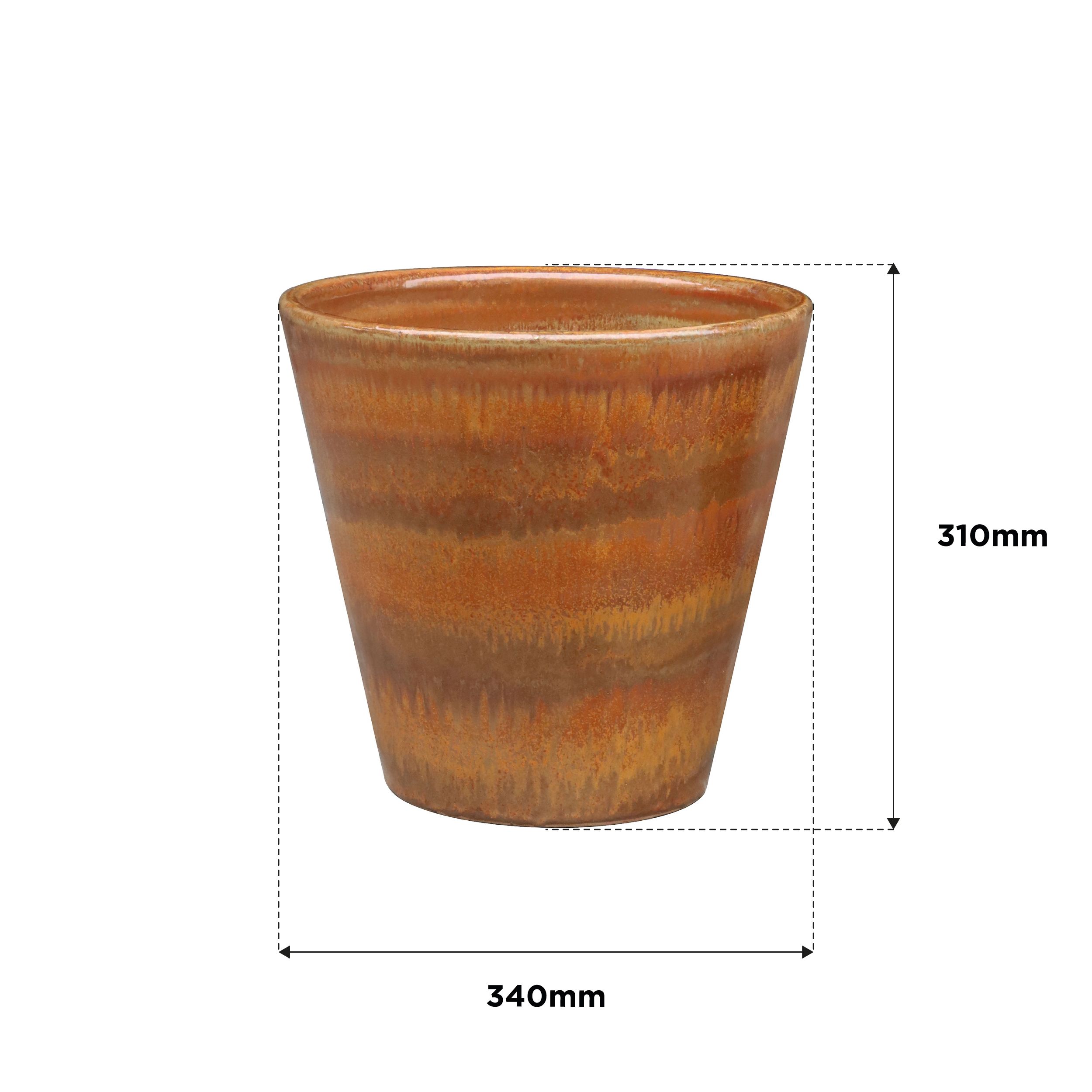 Lily Burnt Orange Terracotta Glazed Plant pot (H)31cm