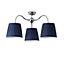 Lily Pleated Fabric & metal Navy 3 Lamp Ceiling light