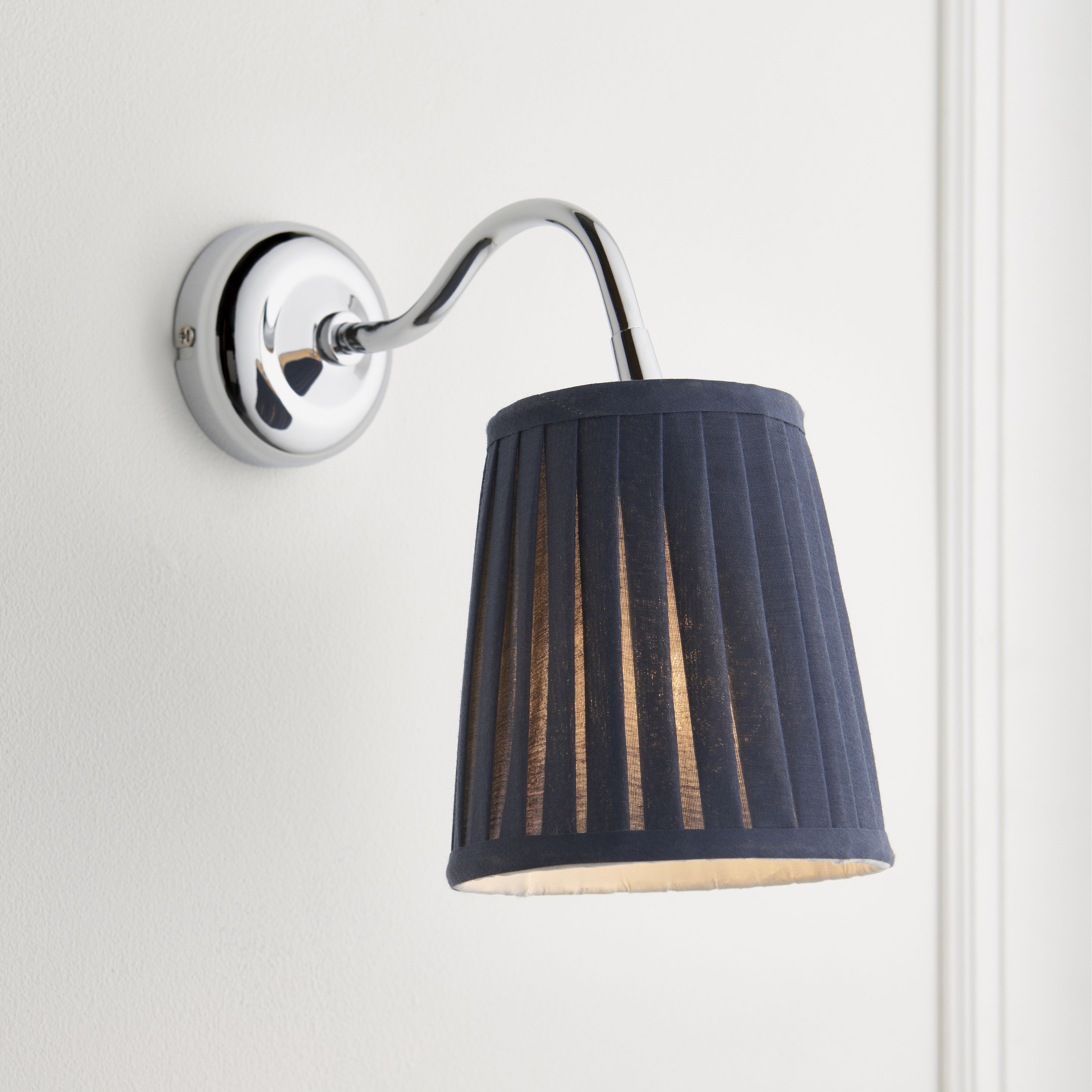 Lily Pleated Navy Wired Wall light 94674