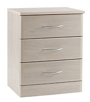 Lima Elm effect 3 Drawer Chest (H)744mm (W)604mm (D)448mm