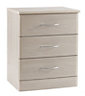 Lima Elm effect 3 Drawer Chest (H)744mm (W)604mm (D)448mm
