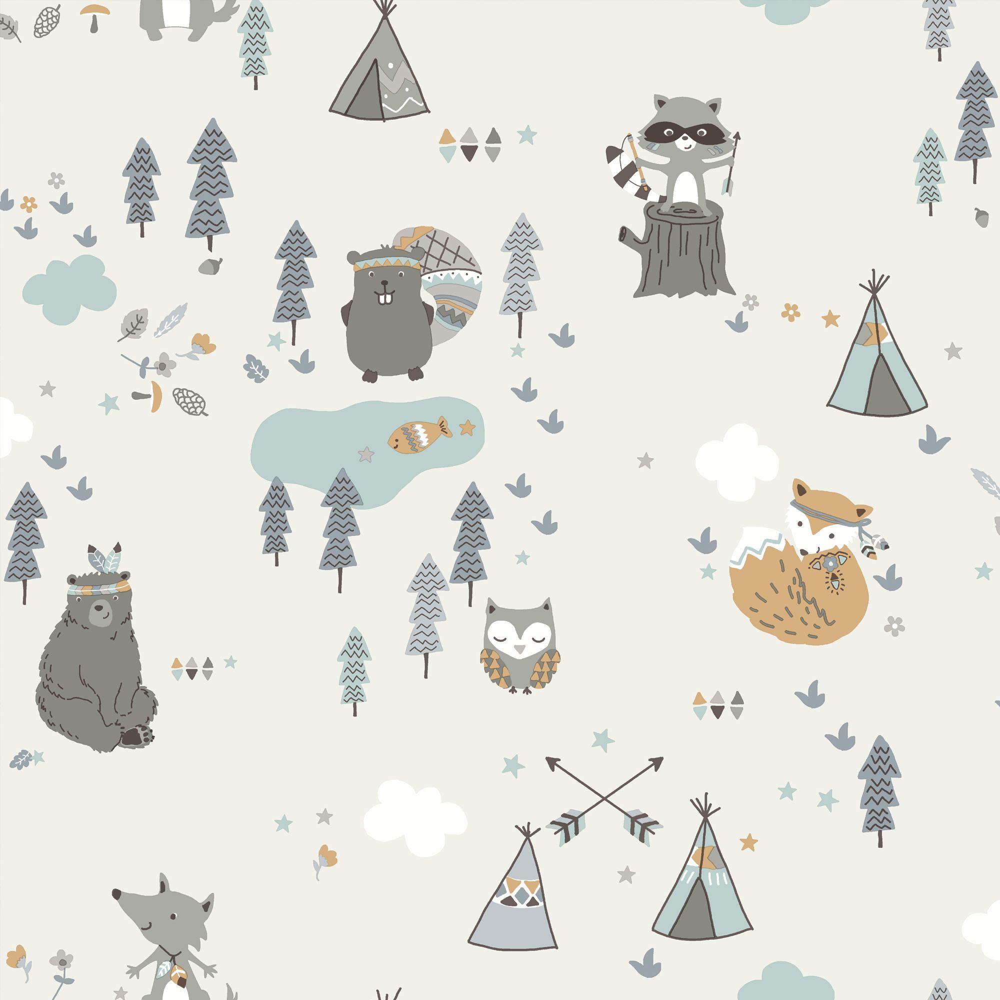 Limae Multicolour Cartoon woodland Smooth Wallpaper Sample Tradepoint