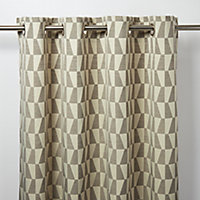 Lindi Grey & white Geometric Unlined Eyelet Curtain (W)167cm (L)228cm, Single