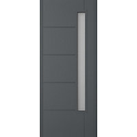 Linear 5 panel Frosted Glazed Shaker Anthracite Composite External Panel Front door, (H)1981mm (W)838mm