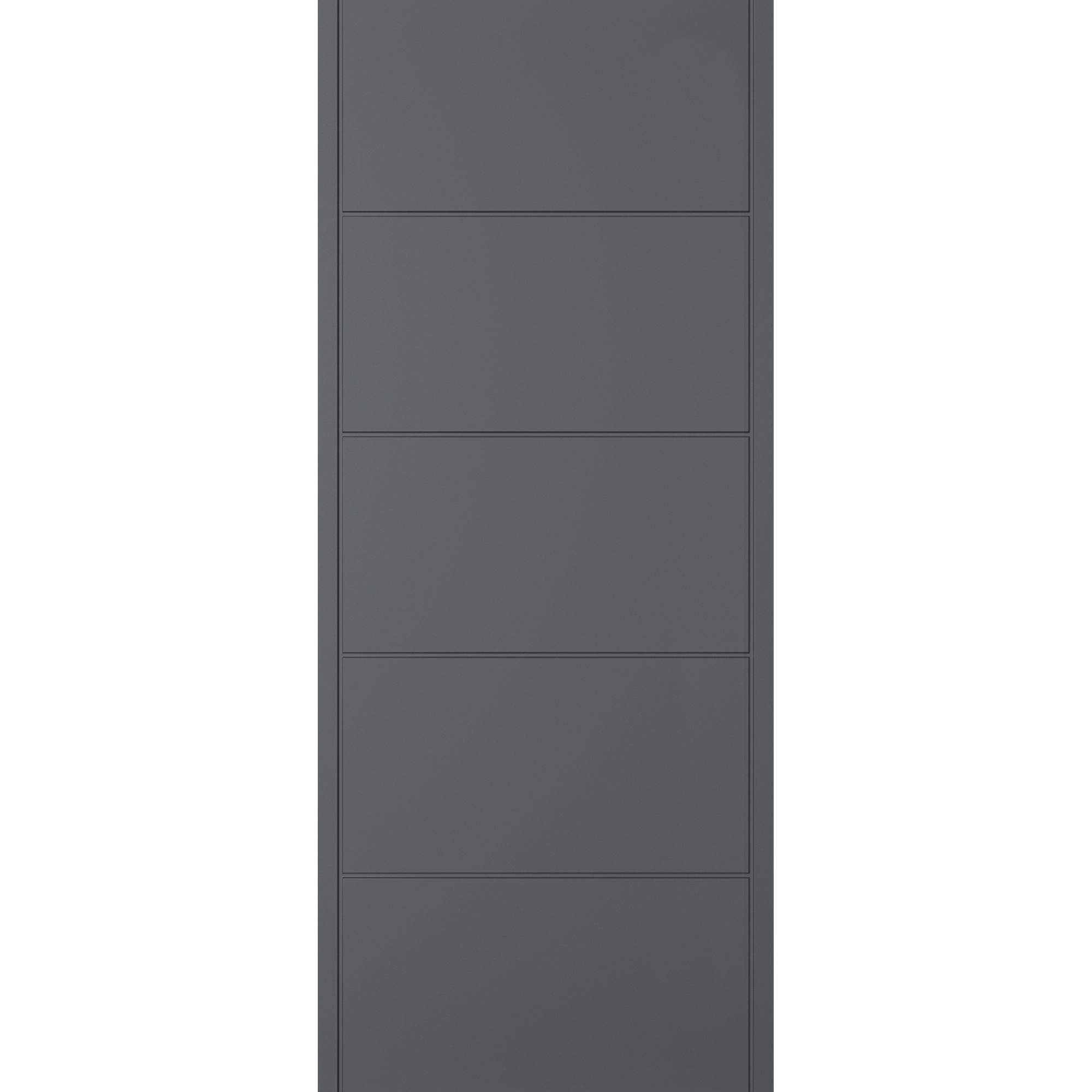 Linear 5 panel Unglazed Shaker Anthracite Composite External Panel Front door, (H)1981mm (W)762mm