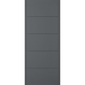 Linear 5 panel Unglazed Shaker Anthracite Composite External Panel Front door, (H)1981mm (W)838mm