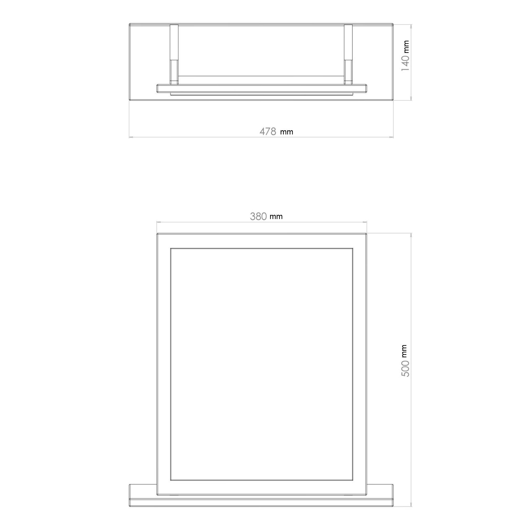 Linear Grey Rectangular Freestanding Framed mirror, (H)50.5cm (W)48cm