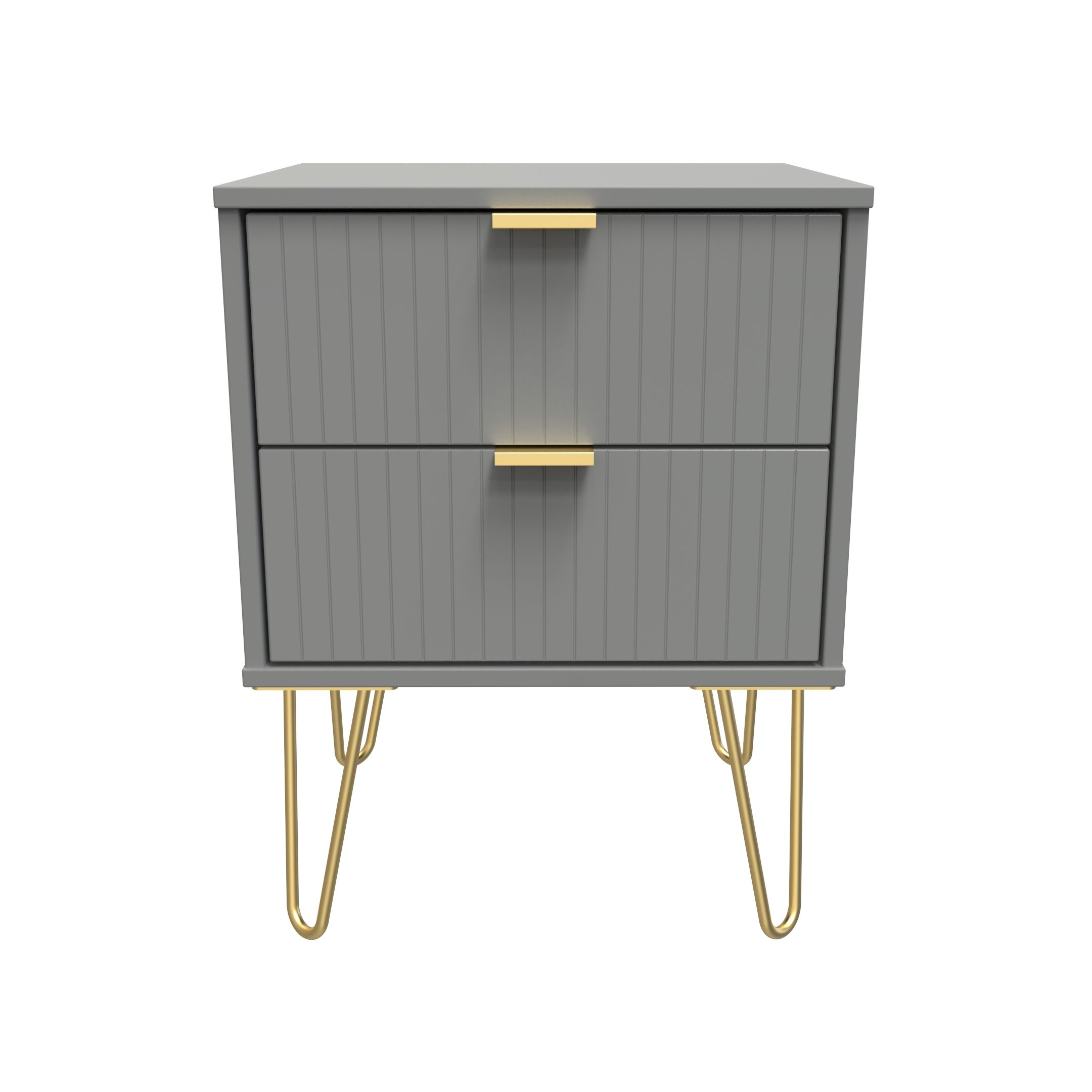 Linear Ready assembled Matt dark grey 2 Drawer Bedside chest (H)505mm (W)395mm (D)415mm